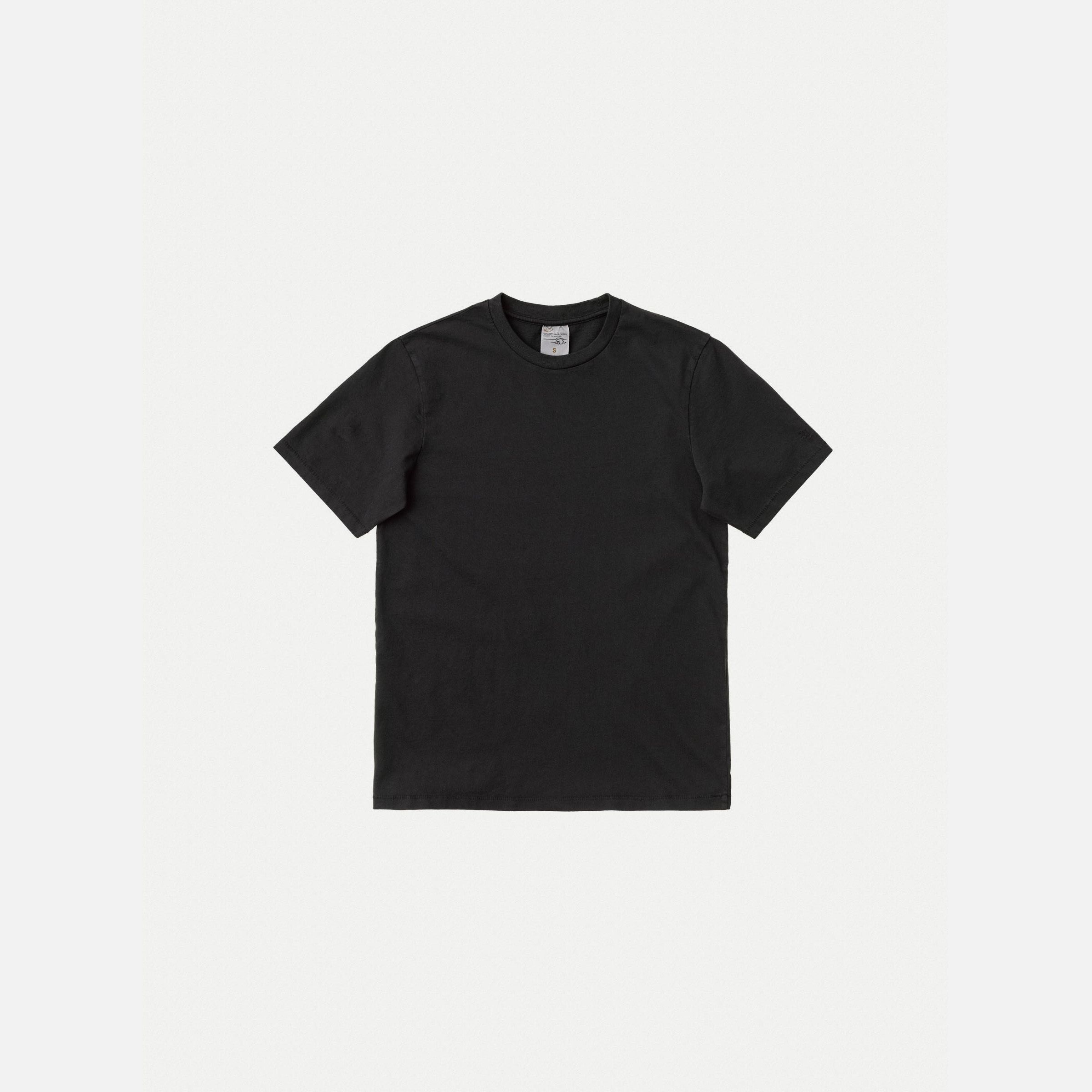 Nudie Jeans Joni Solid T-shirt in Antracite, a women's regular fit t-shirt shown laid flat against a white background.