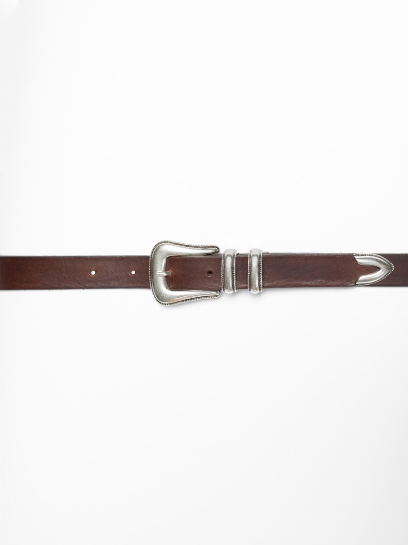 Western Narrow Belt- Cream/Silver main image 0
