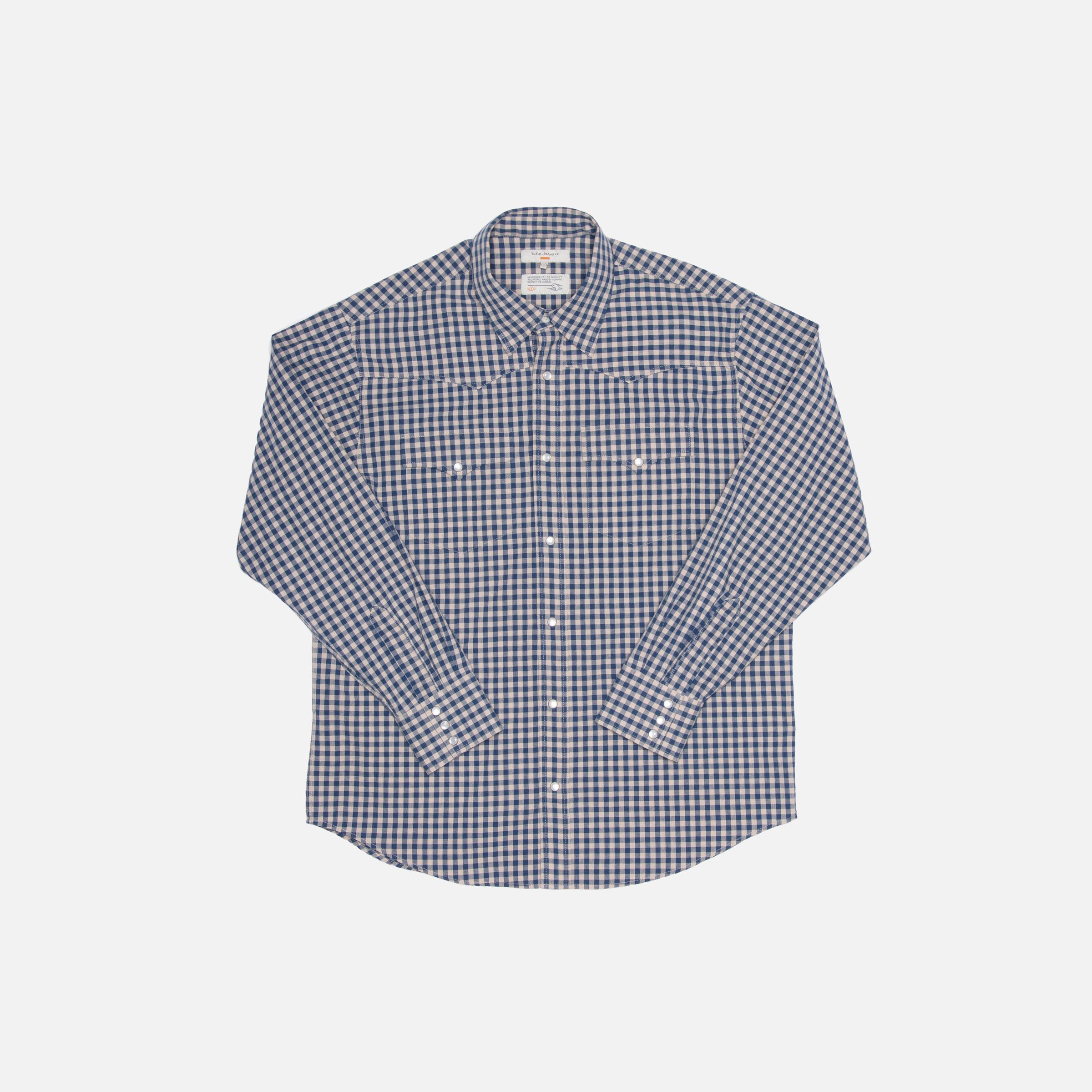 Sigge Gingham Cowboy Shirt Indigo