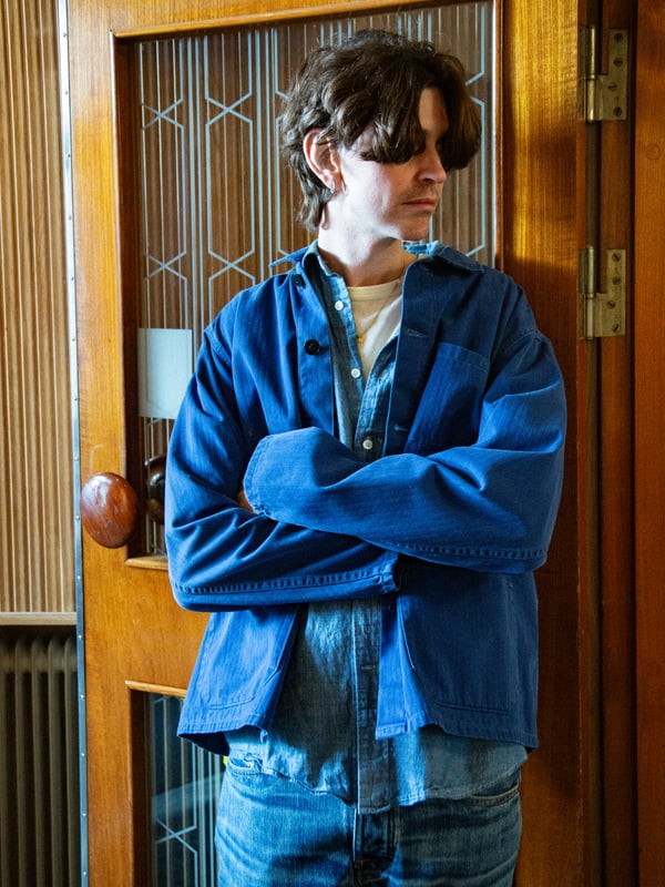 NUDIE JEANS Buddy Herringbone Chore Jacket Blue