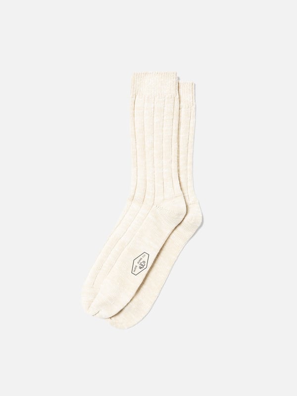 Broad Rib Socks Ecru