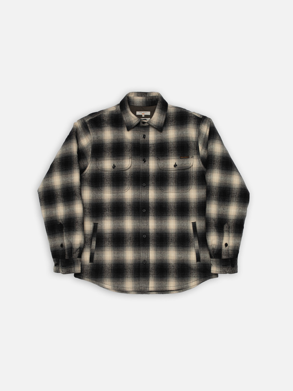 Glenn Padded Shadow Check Shirt Black overshirt | Nudie Jeans