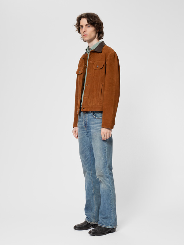 Nudie Jeans Howie Hickory Chore Jacket Blue/Offwhite | Cultizm