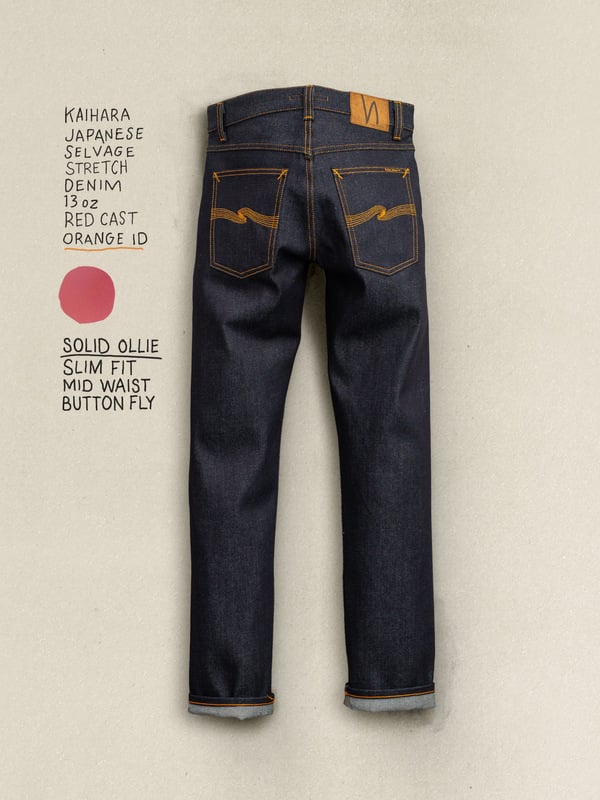 Solid Ollie Dry Japan Selvage slim leg jeans | Nudie Jeans