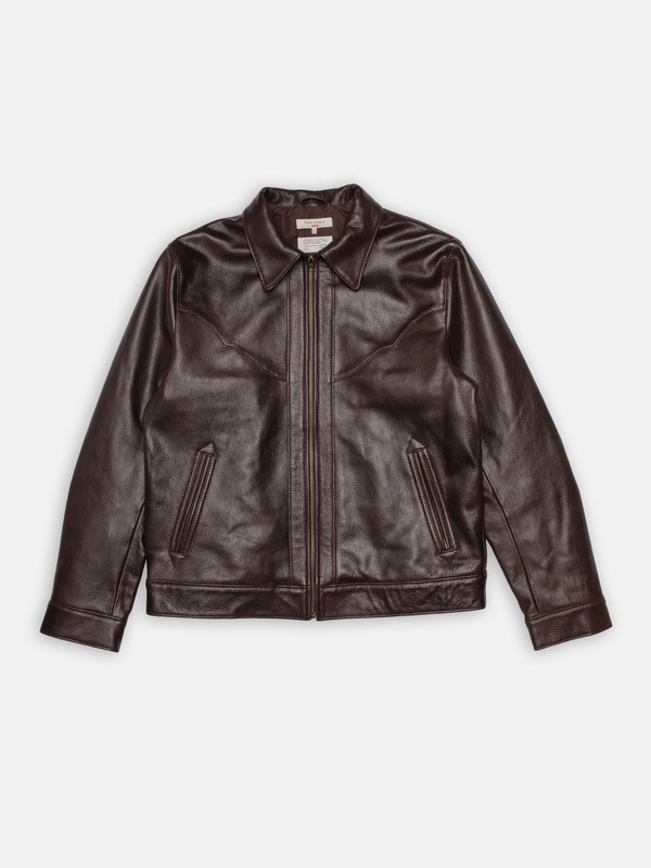 Joppe Western Leather Jacket Brown Nudie Jeans Create