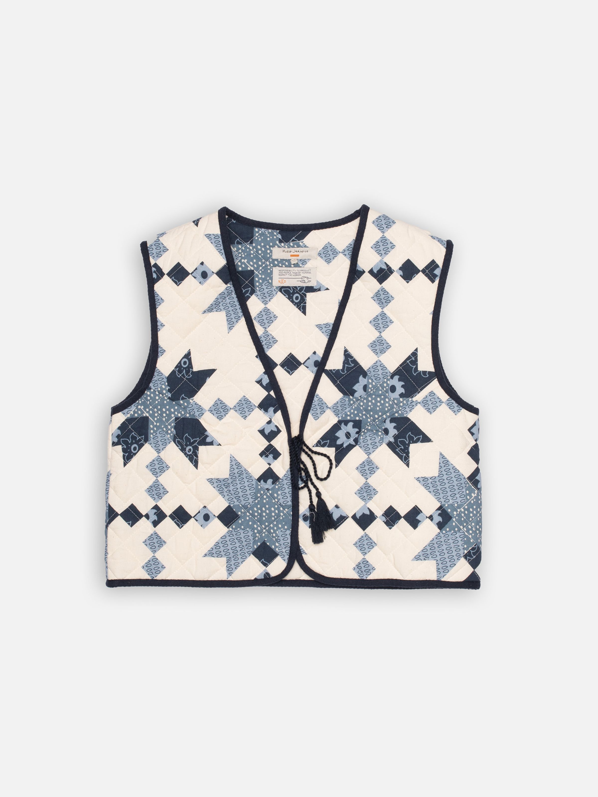 Lill Quilted Cotton Vest Offwhite/Blue