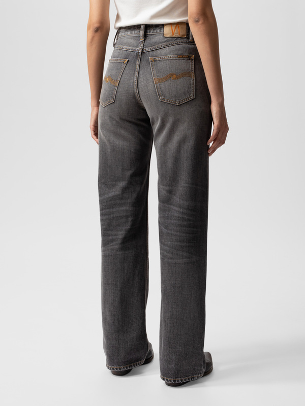 Clean Eileen Black Crosshatch wide-leg jeans | Nudie Jeans