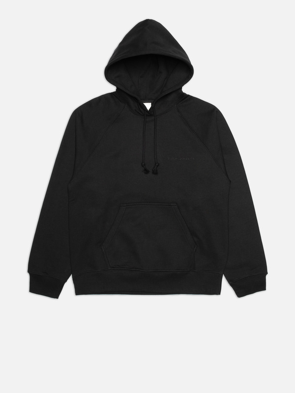 Gunde Logo Hoodie Black regular fit hoodie | Nudie Jeans