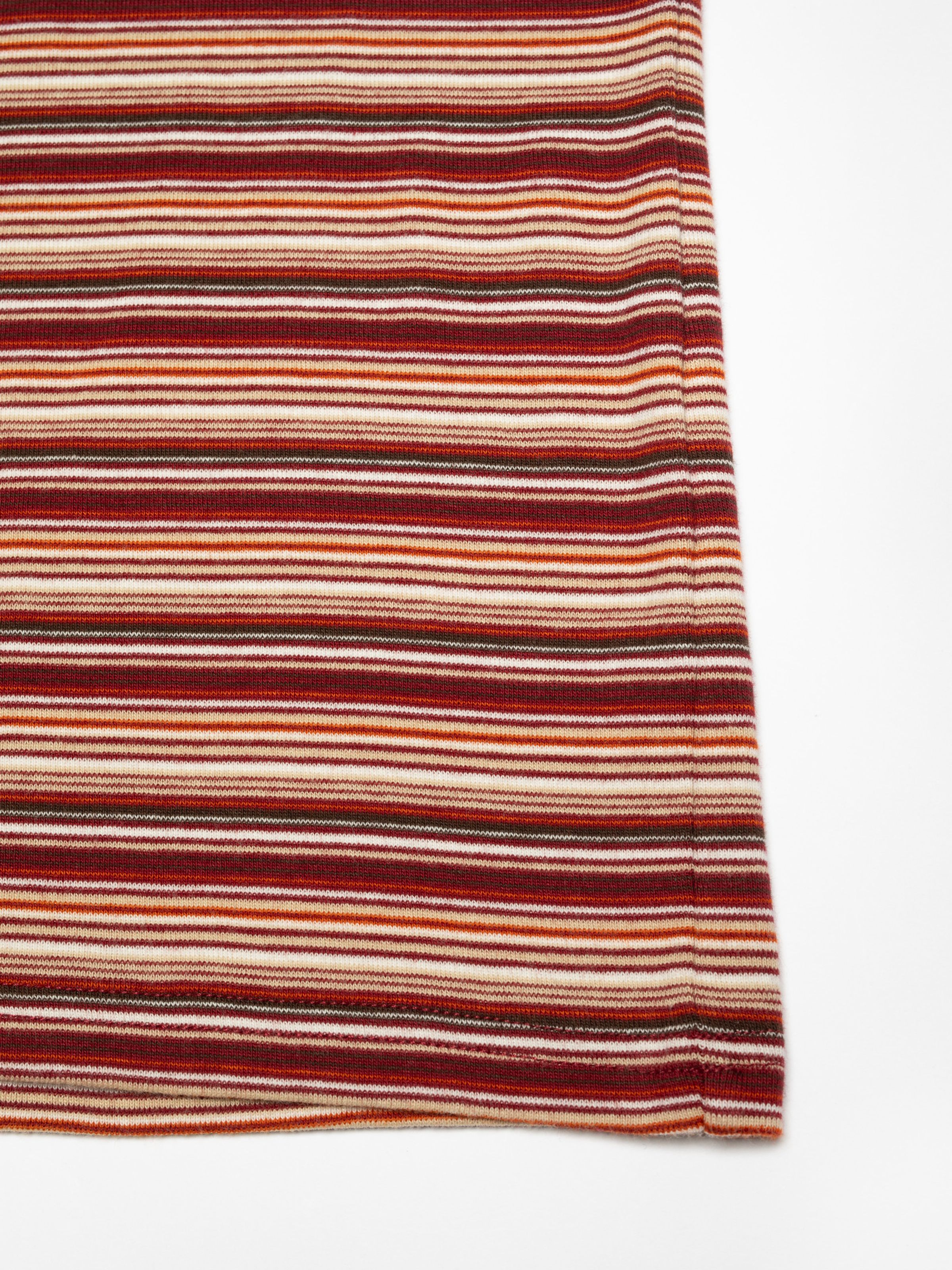 Nudie Jeans Jessy LS T-Shirt Striped Rib in Wine, a women's long-sleeve t-shirt showing the striped ribbed fabric.
