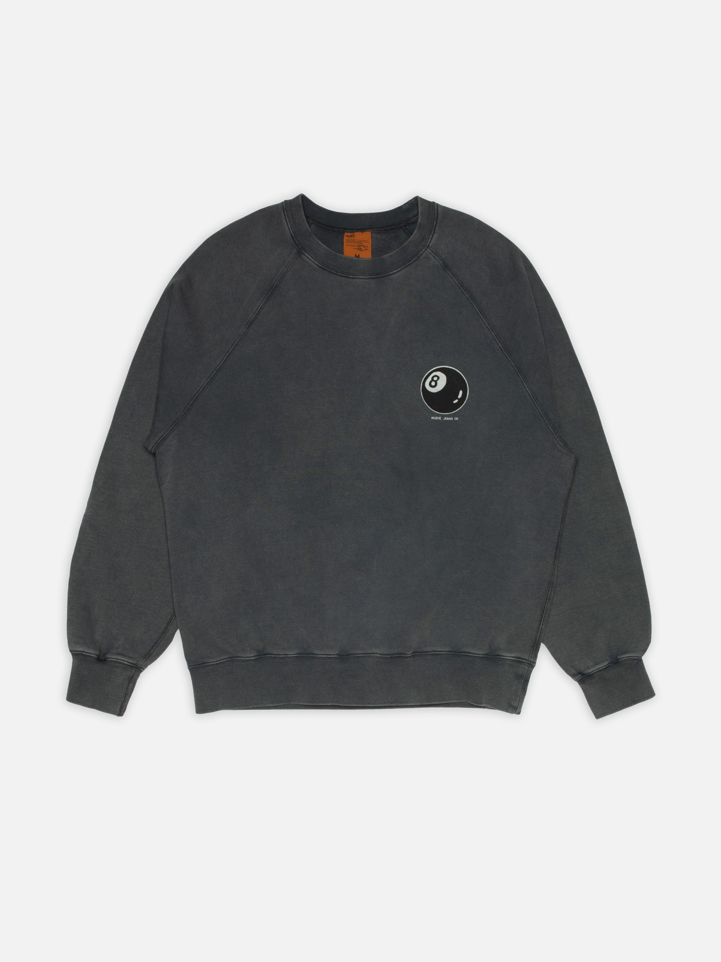 Nudie Jeans Palle Sweatshirt Knock-Topus in Antracite, a men's regular fit sweatshirt shown laid flat from the front.