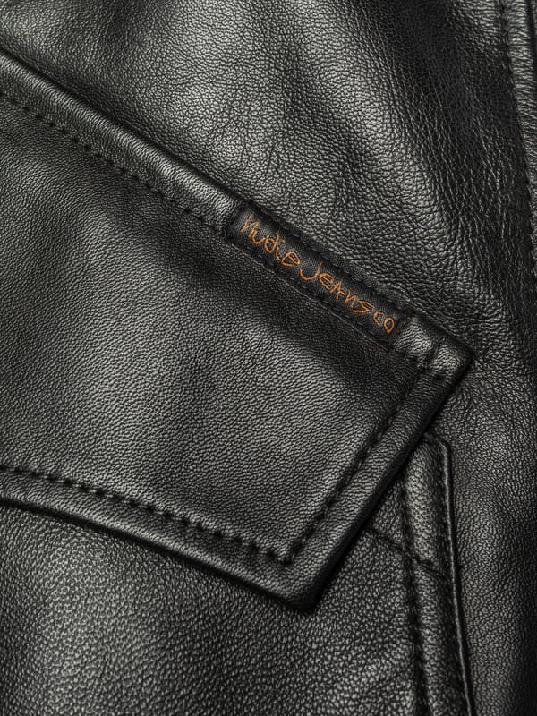 Blake Zip Jacket Leather Black lambskin jacket | Nudie Jeans