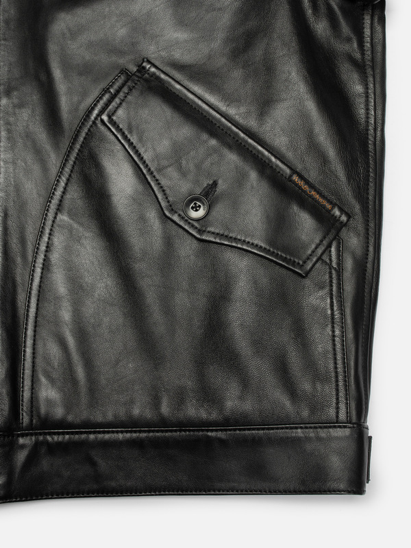 Blake Zip Jacket Leather Black lambskin jacket | Nudie Jeans