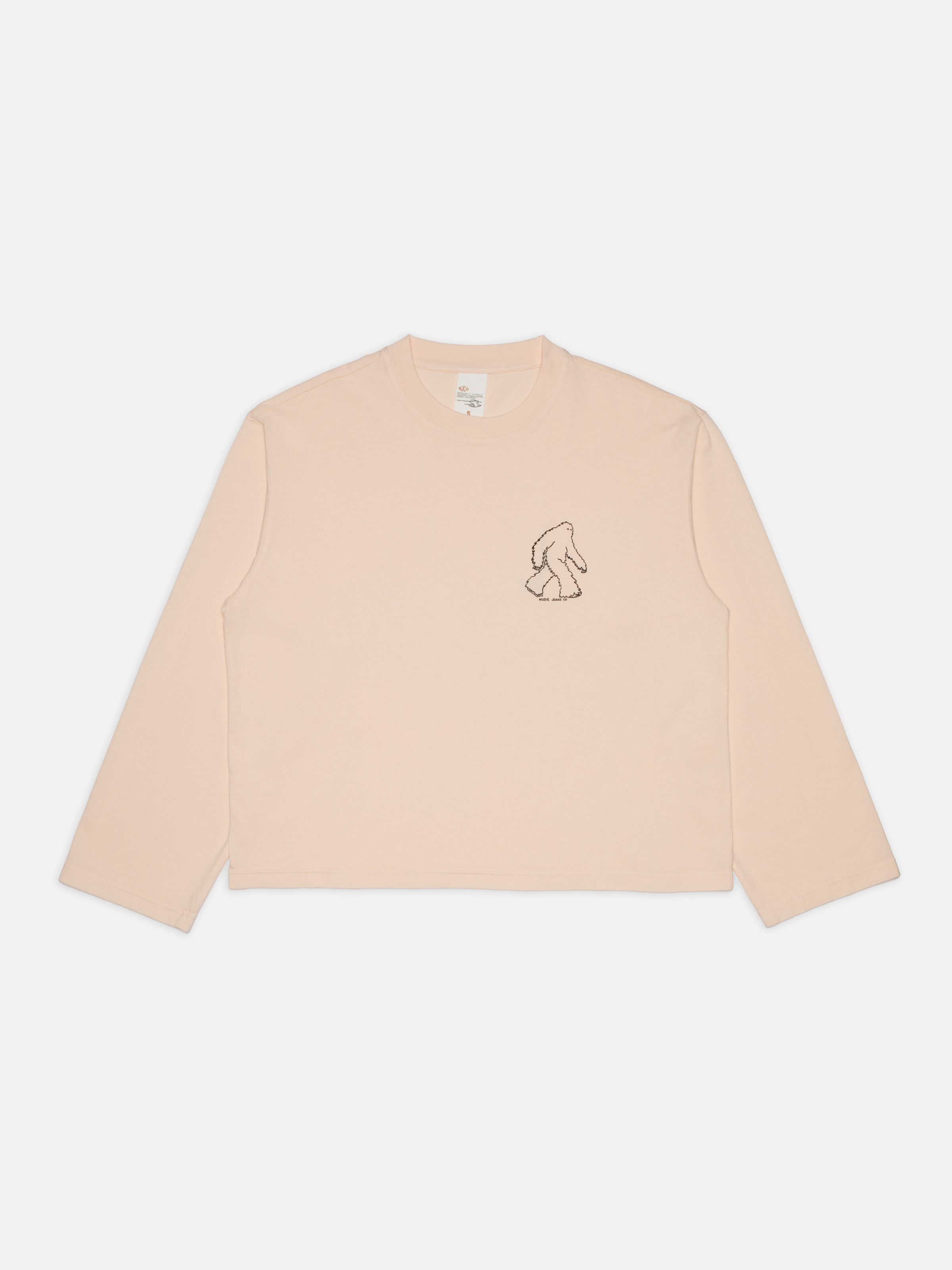 Nudie Jeans Karita Icy Long Sleeve T-Shirt in Pink, laid flat to show the front.