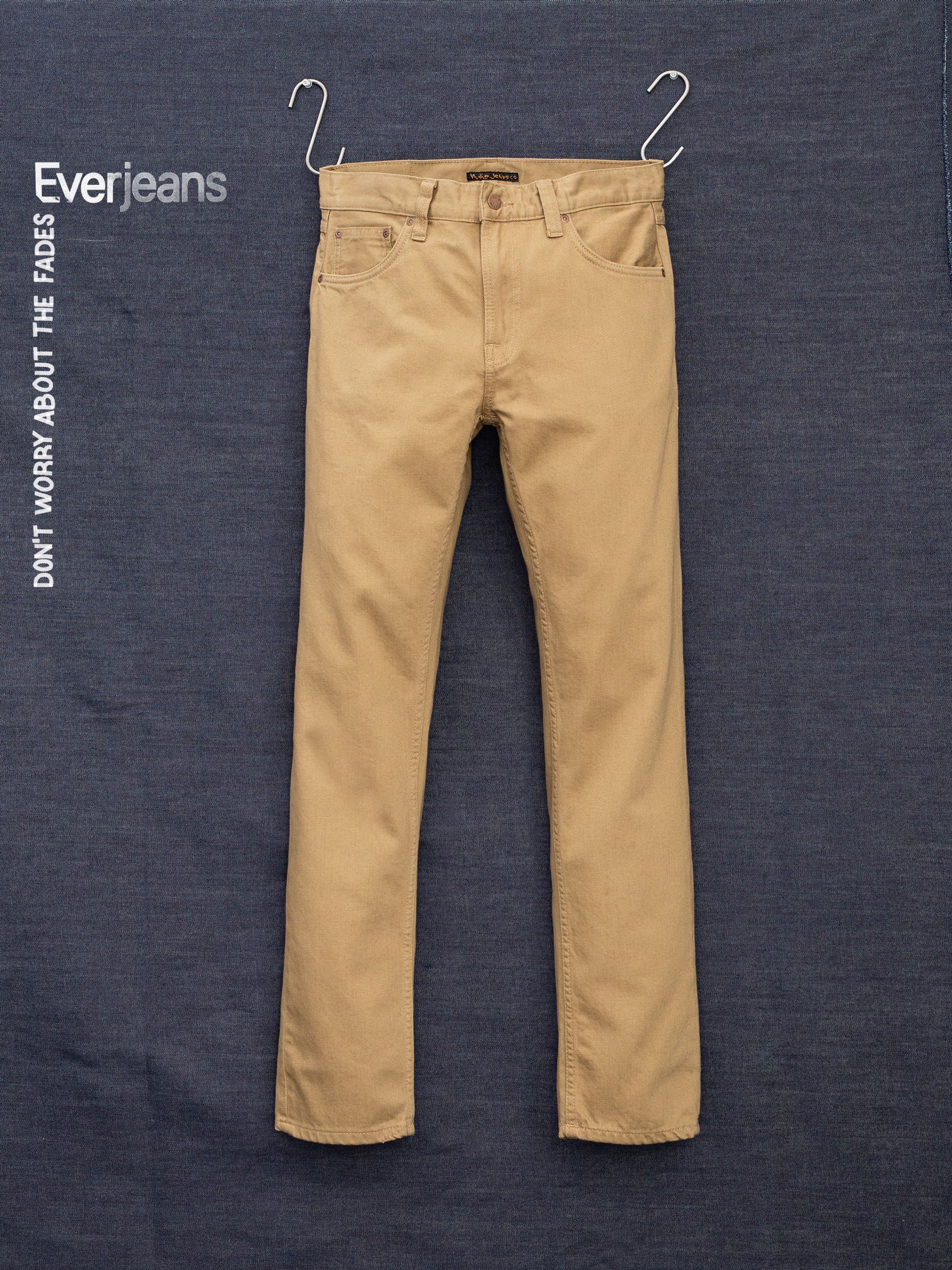 Nudie Jeans Gritty Jackson Everlion, men's regular fit straight leg jeans, shown in a flat shot from the front.