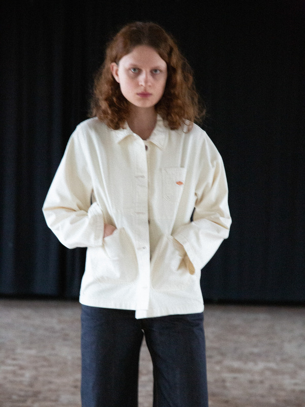 Ada Workwear Jacket Ivory 11 oz rigid denim | Nudie Jeans