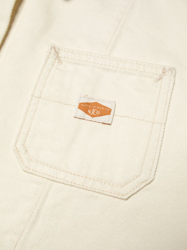 Ada Workwear Jacket Ivory 11 oz rigid denim | Nudie Jeans