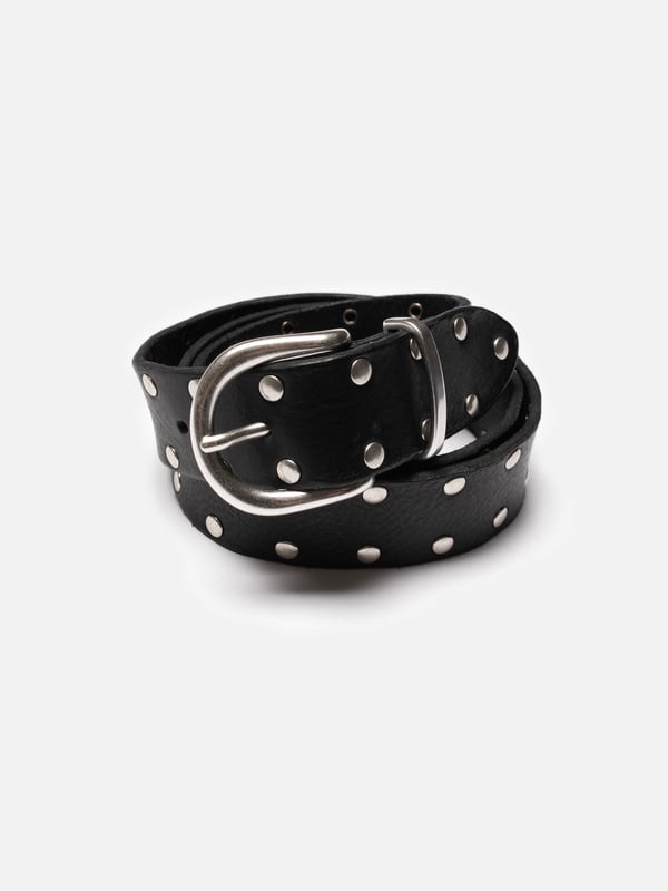 Silver Studded Leather Belt