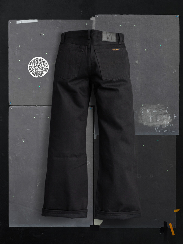 Wide Heidi Space Black Selvage loose fit jeans | Nudie Jeans
