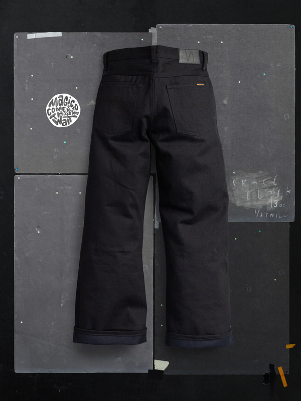Loud Larry Space Black Selvage loose fit jeans | Nudie Jeans