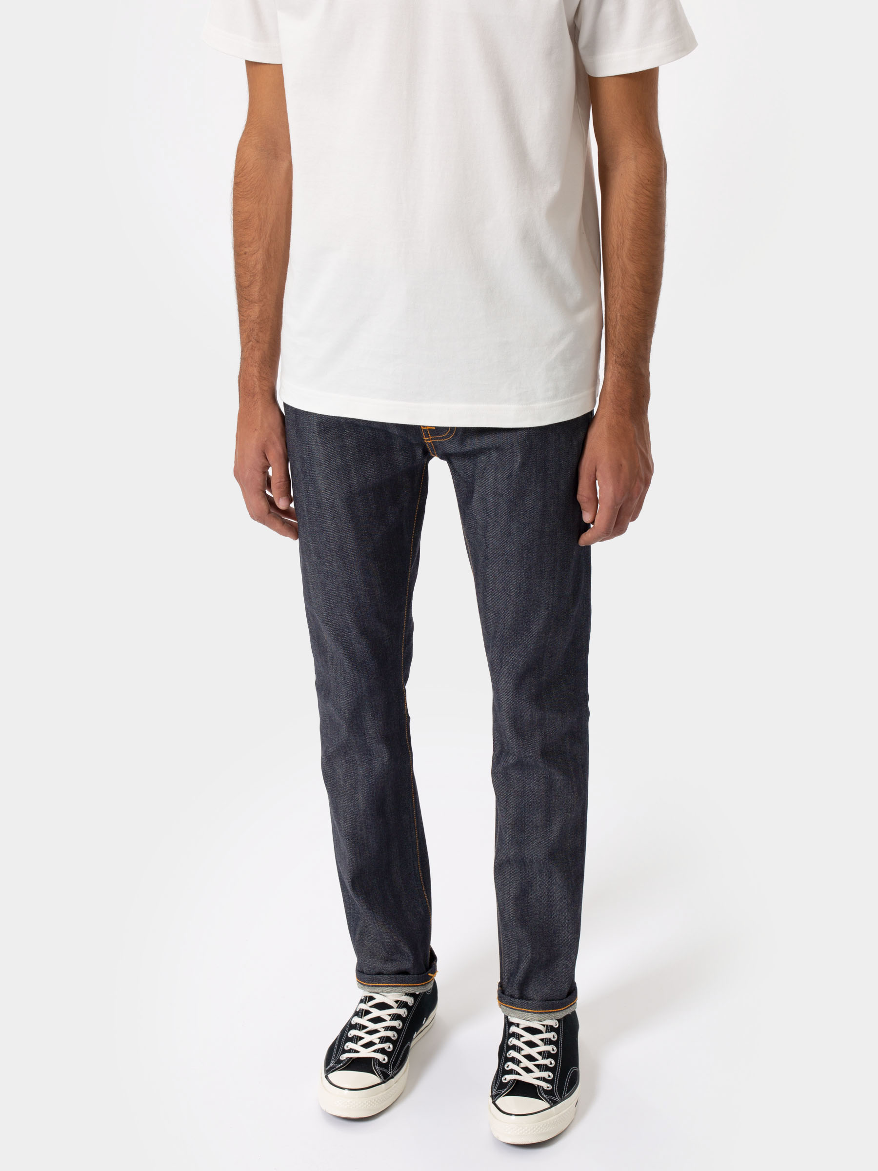 Nudie Jeans Thin Finn Dry Selvage Comfort Mid Waist Slim Fit Organic Selvedge Jeans W24/L32 Sustainable Denim