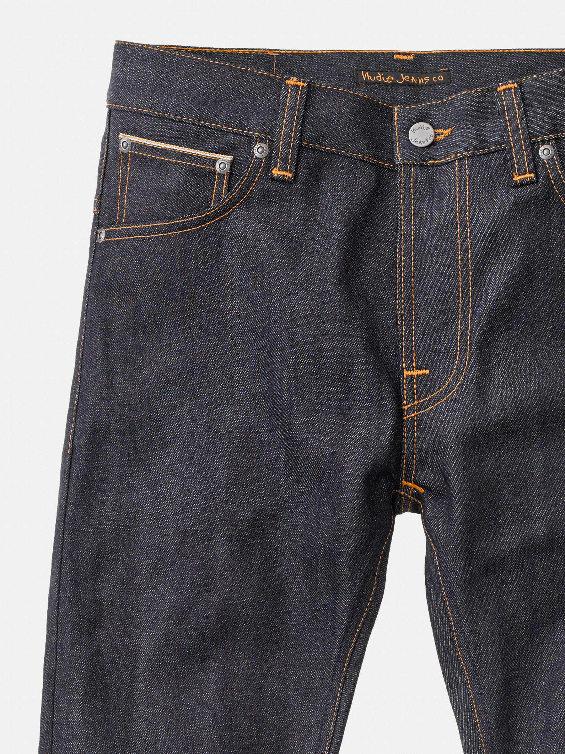 Nudie Jeans Thin Finn Dry Selvage Comfort Mid Waist Slim Fit Organic Selvedge Jeans W24/L32 Sustainable Denim