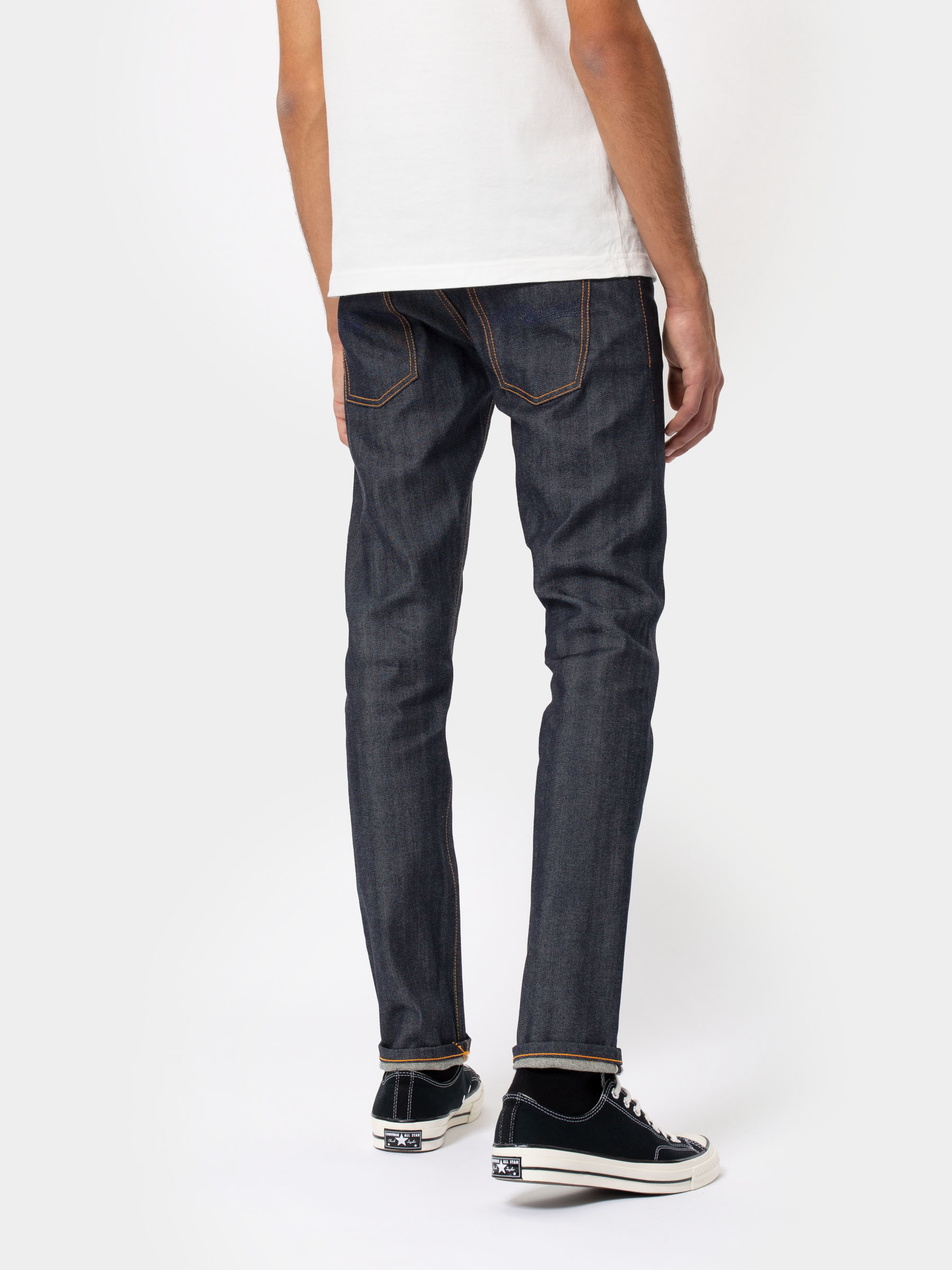 Nudie Jeans Thin Finn Dry Selvage Comfort Mid Waist Slim Fit Organic Selvedge Jeans W24/L32 Sustainable Denim