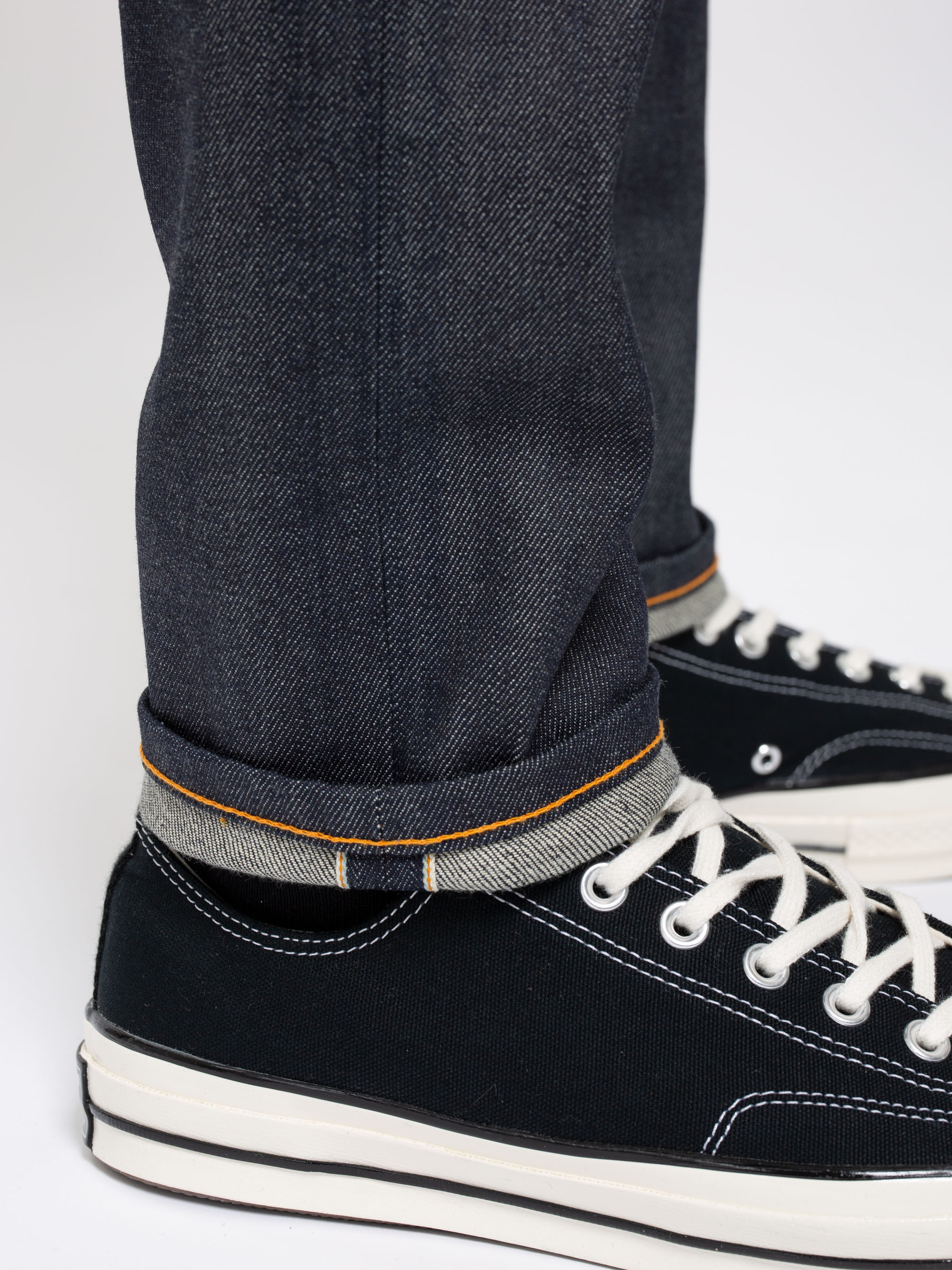 Nudie Jeans Thin Finn Dry Selvage Comfort Mid Waist Slim Fit Organic Selvedge Jeans W24/L32 Sustainable Denim