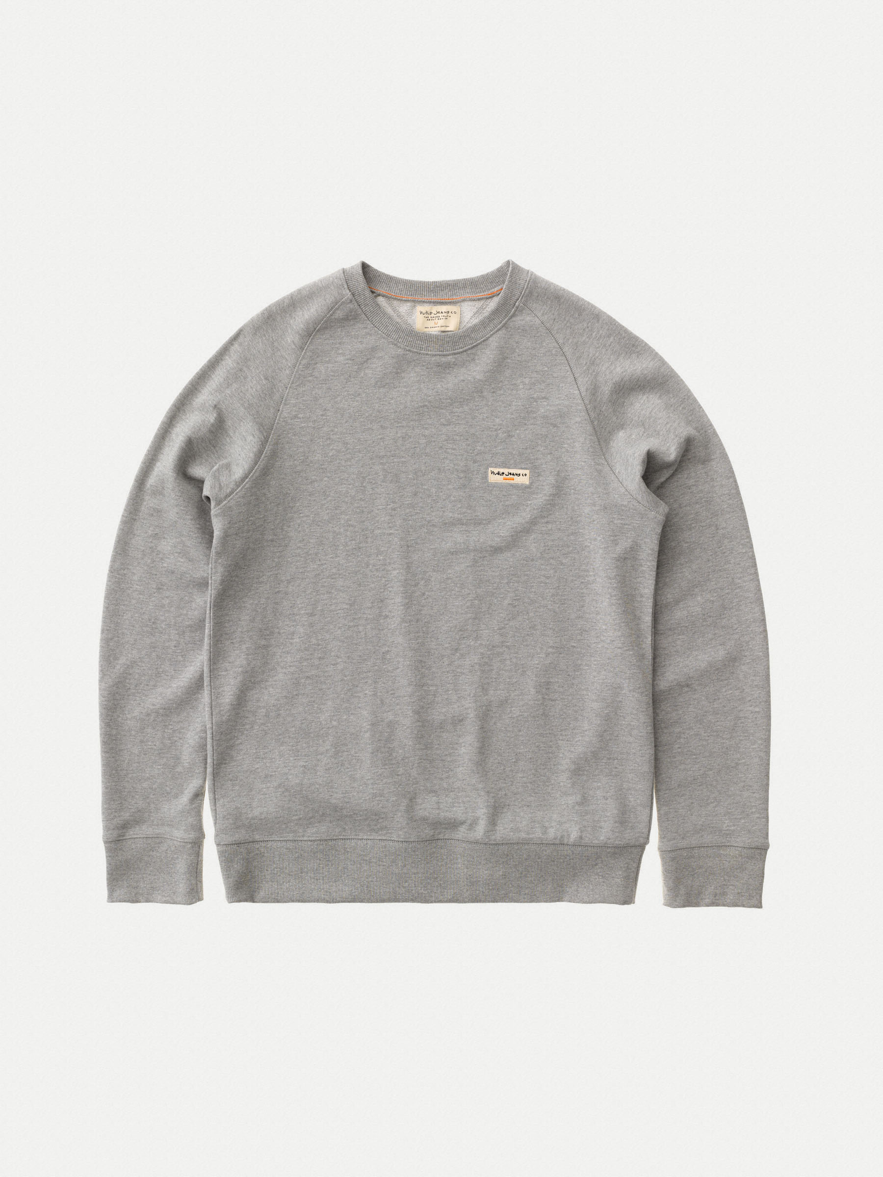 Nudie Jeans Samuel Logo Sweatshirt Greymelange Men's Organic Sweatshirts X Large Sustainable Clothing