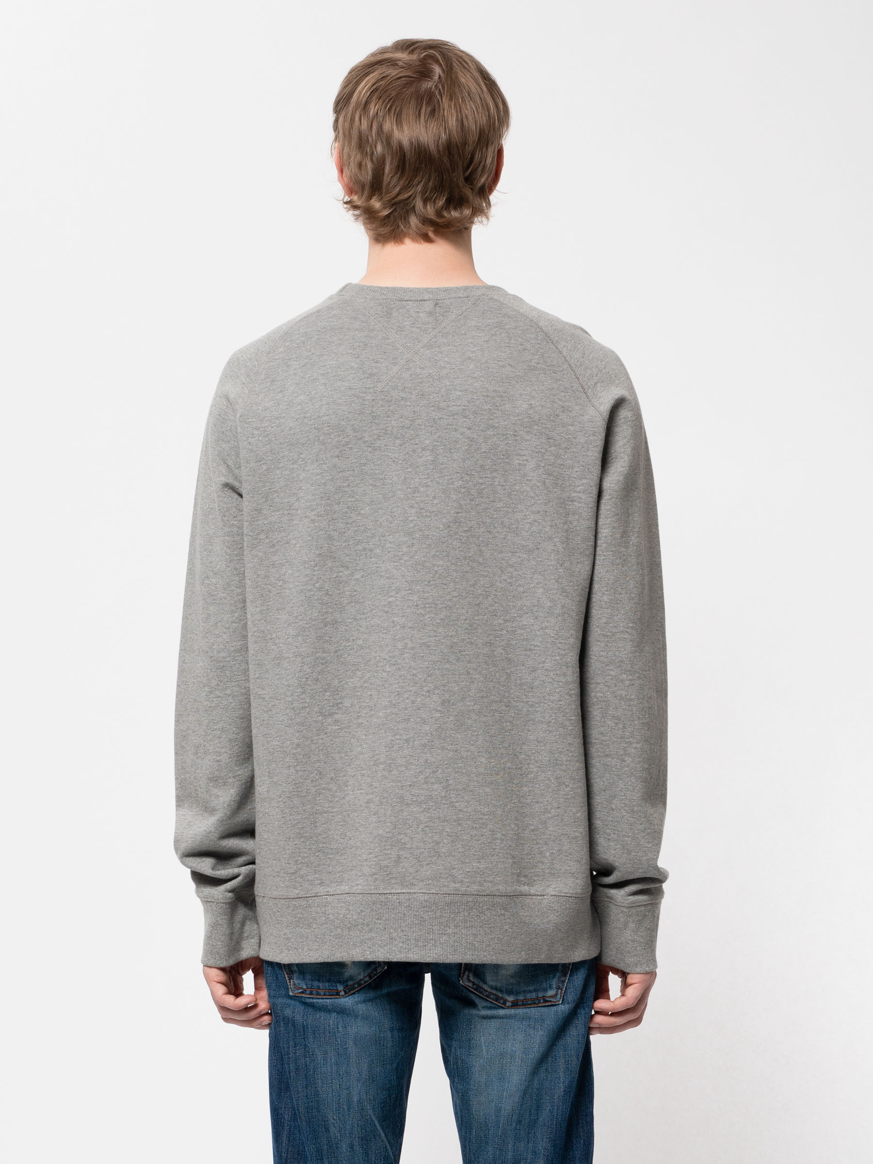 Nudie Jeans Samuel Logo Sweatshirt Greymelange Men's Organic Sweatshirts X Large Sustainable Clothing