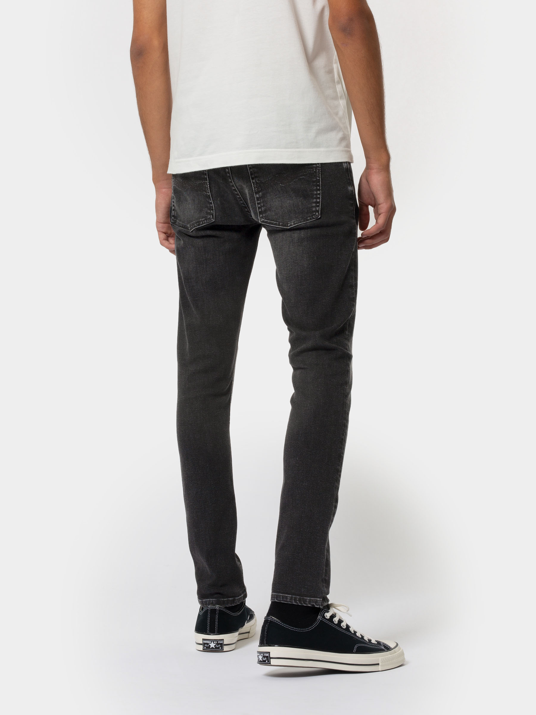 Nudie Jeans Skinny Lin Worn Black Mid Waist Tight Fit Men's Organic Jeans W28/L28 Sustainable Denim