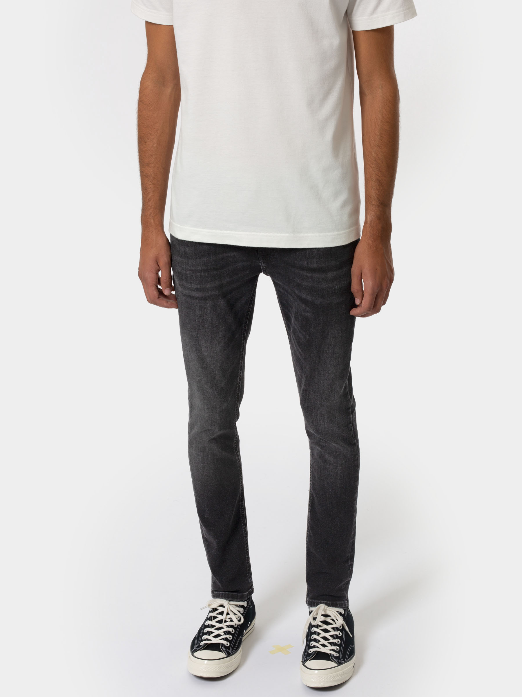 Nudie Jeans Skinny Lin Worn Black Mid Waist Tight Fit Men's Organic Jeans W28/L28 Sustainable Denim