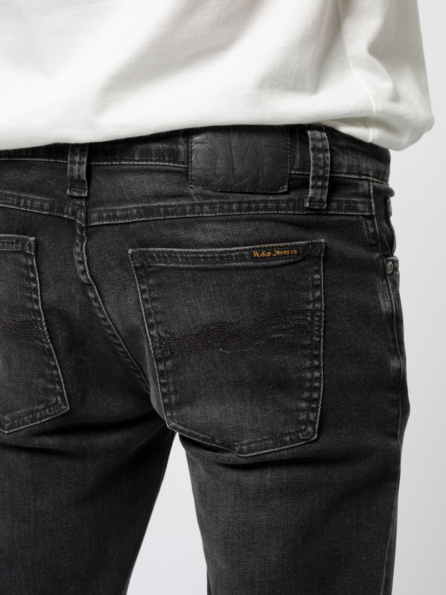 Nudie Jeans Skinny Lin Worn Black Mid Waist Tight Fit Men's Organic Jeans W28/L28 Sustainable Denim