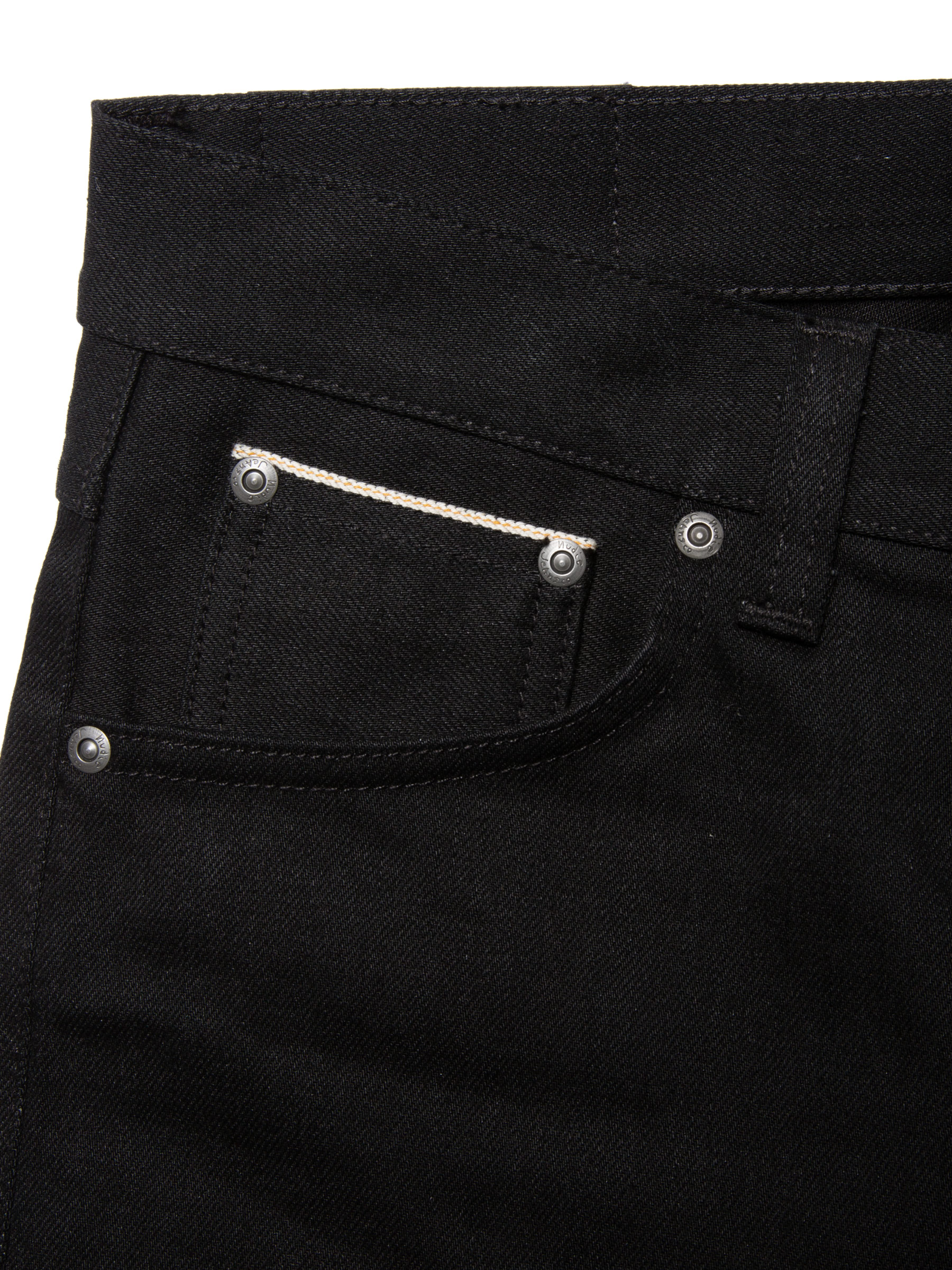 Nudie Jeans Lean Dean Dry Black Selvage Mid Waist Slim Tapered Fit Organic Selvedge Jeans W29/L30 Sustainable Denim
