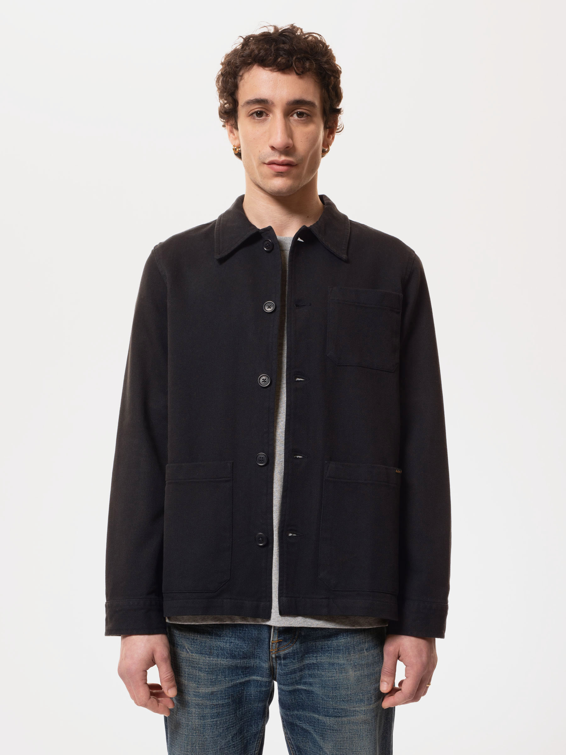 Nudie Jeans Barney Worker Jacket Black Men's Organic Jackets Medium Sustainable Clothing