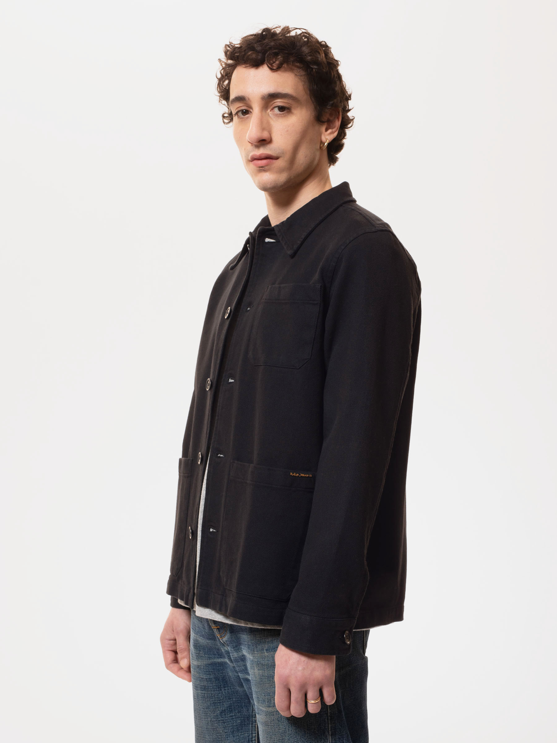 Nudie Jeans Barney Worker Jacket Black Men's Organic Jackets Medium Sustainable Clothing
