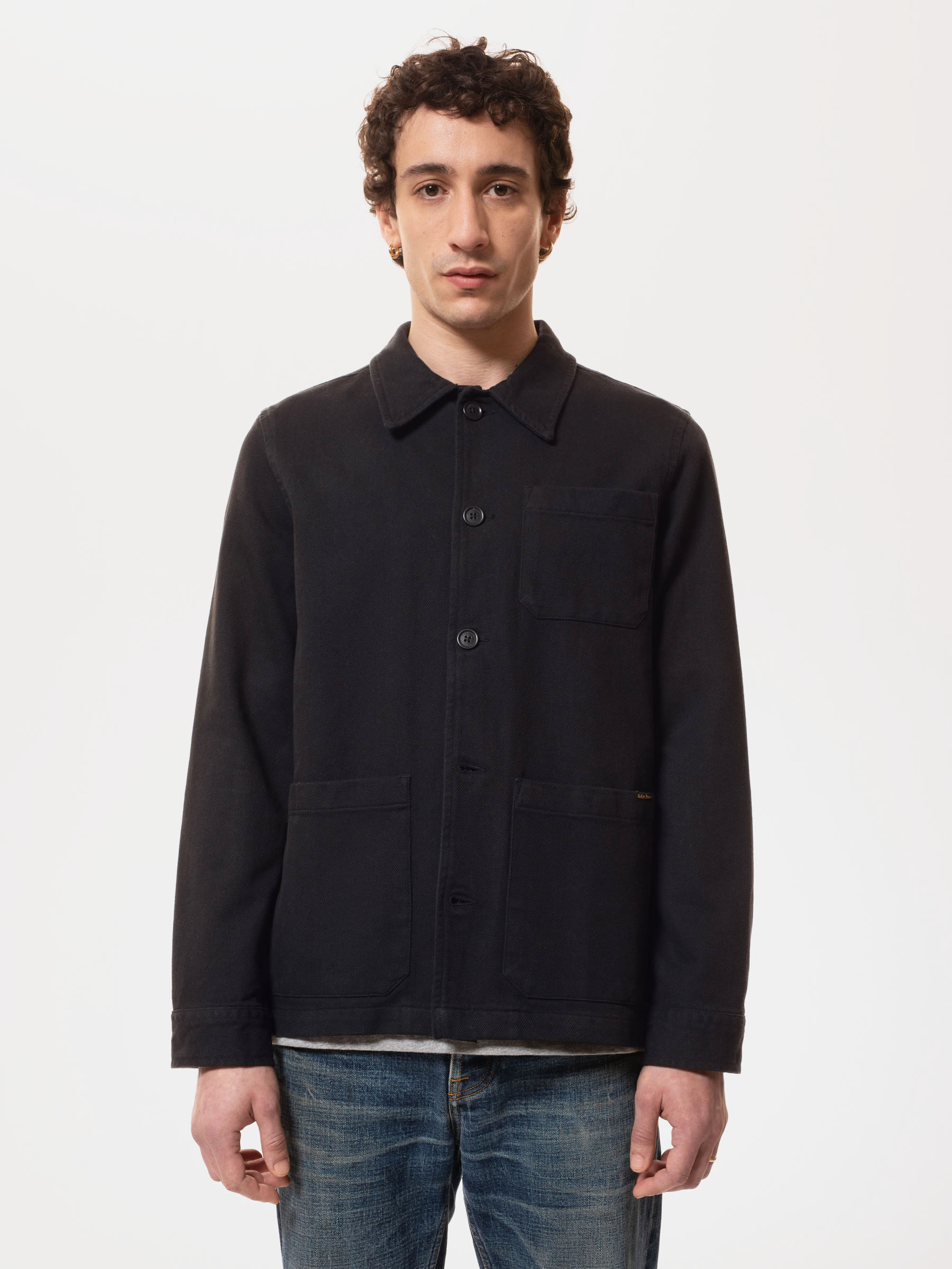 Nudie Jeans Barney Worker Jacket Black Men's Organic Jackets Medium Sustainable Clothing