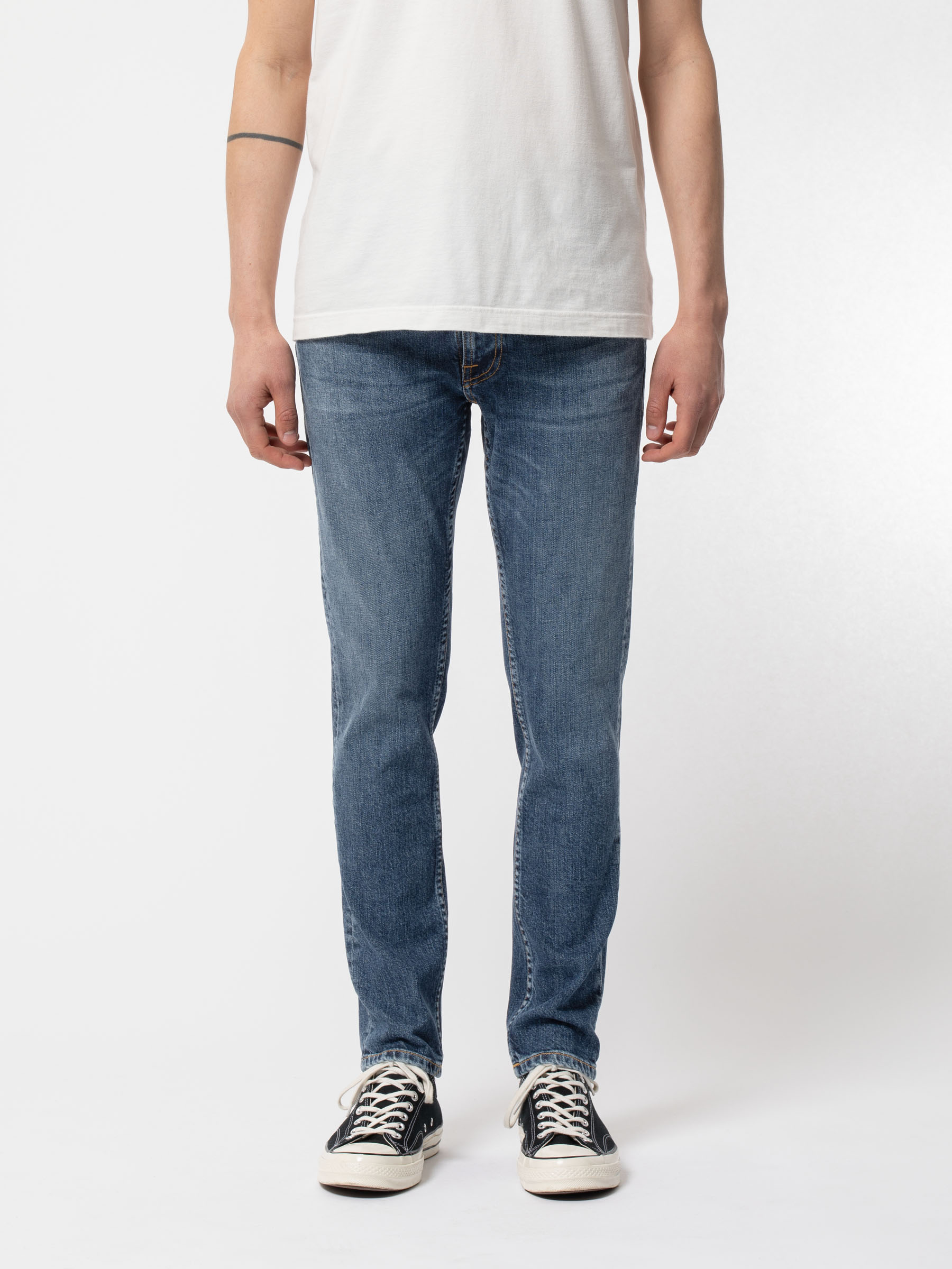 Nudie Jeans Lean Dean Blue Vibes Mid Waist Slim Tapered Fit Men's Organic Jeans W28/L32 Sustainable Denim