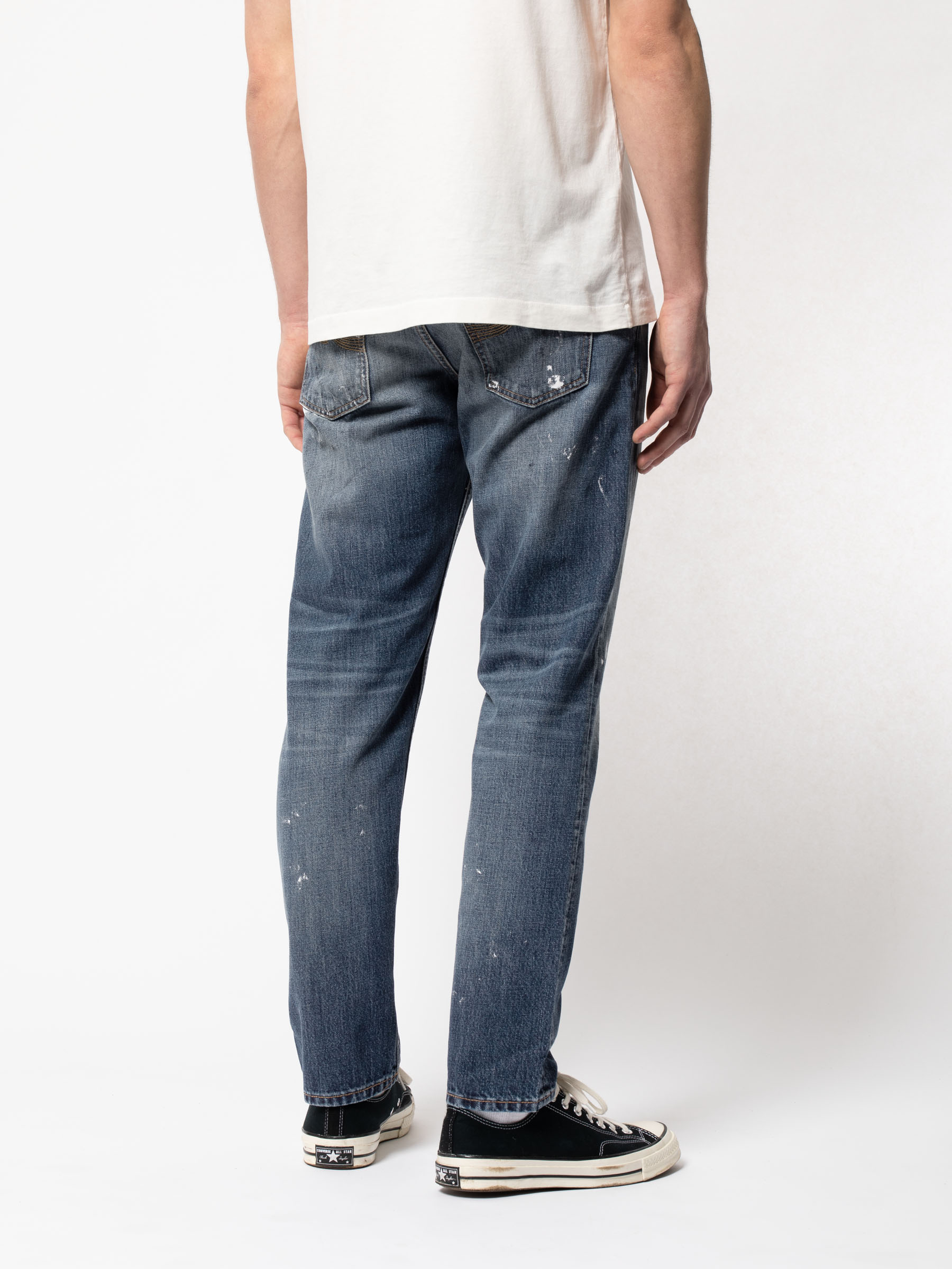 Nudie Jeans Steady Eddie II Stain Favorite Mid Waist Regular Tapered Fit Men's Organic Jeans W32/L30 Sustainable Denim