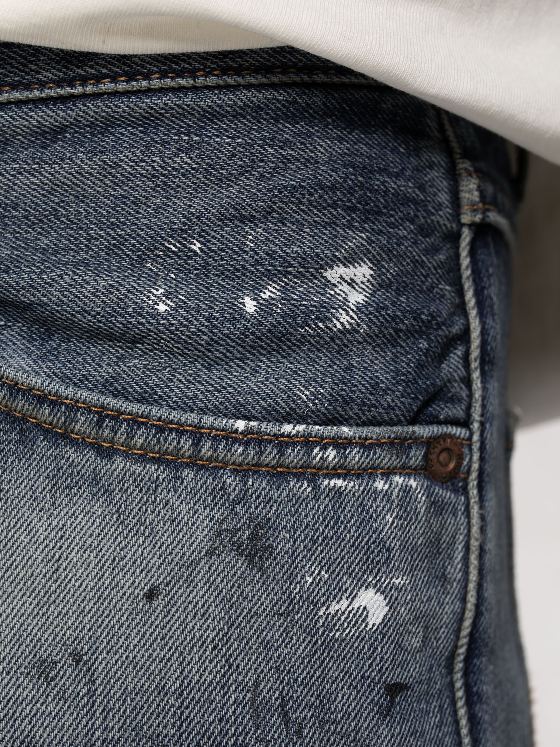 Nudie Jeans Steady Eddie II Stain Favorite Mid Waist Regular Tapered Fit Men's Organic Jeans W32/L30 Sustainable Denim