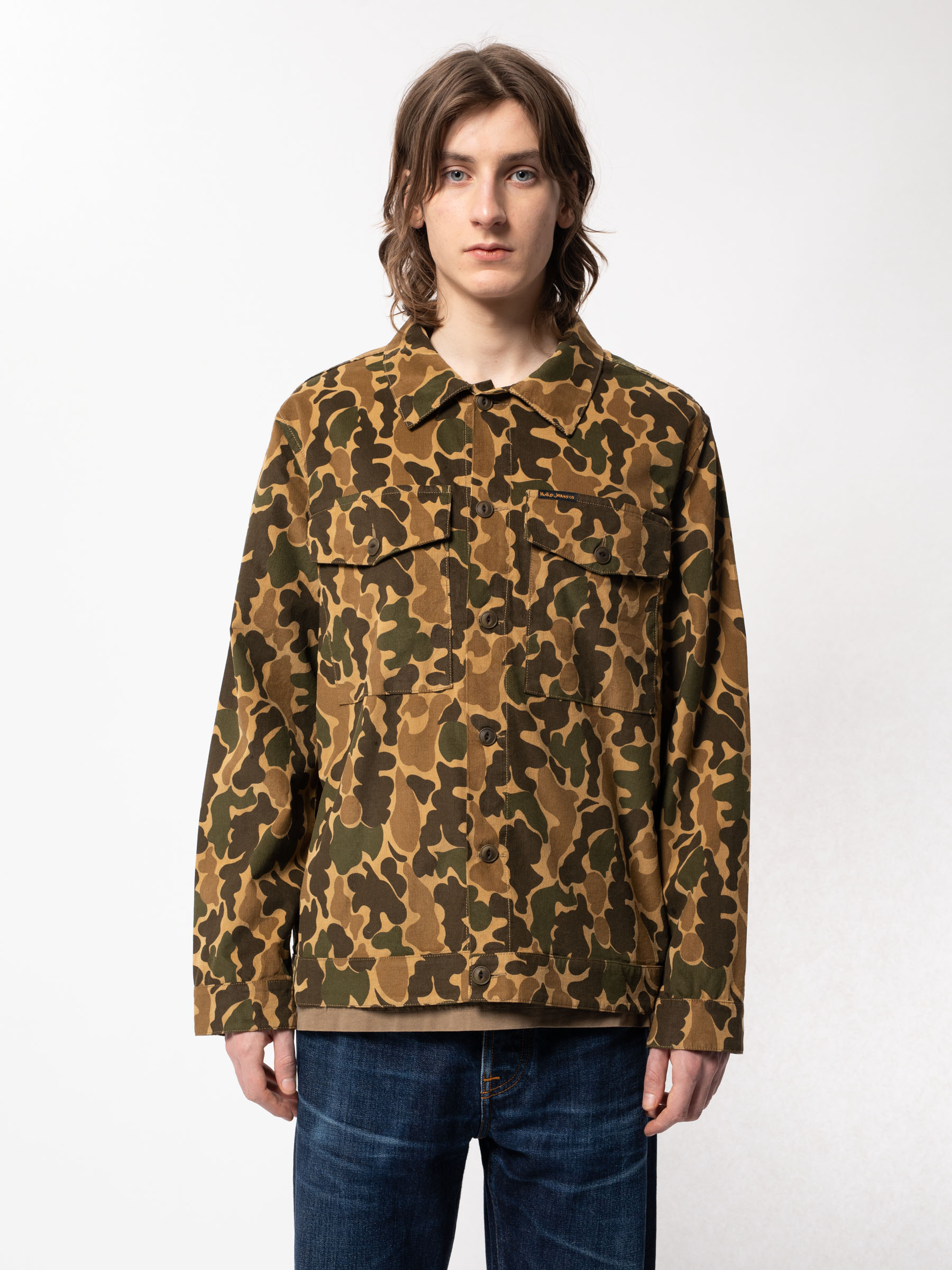 Nudie Jeans Colin Camoflage Multi Men's Organic Shirts Large Sustainable Clothing
