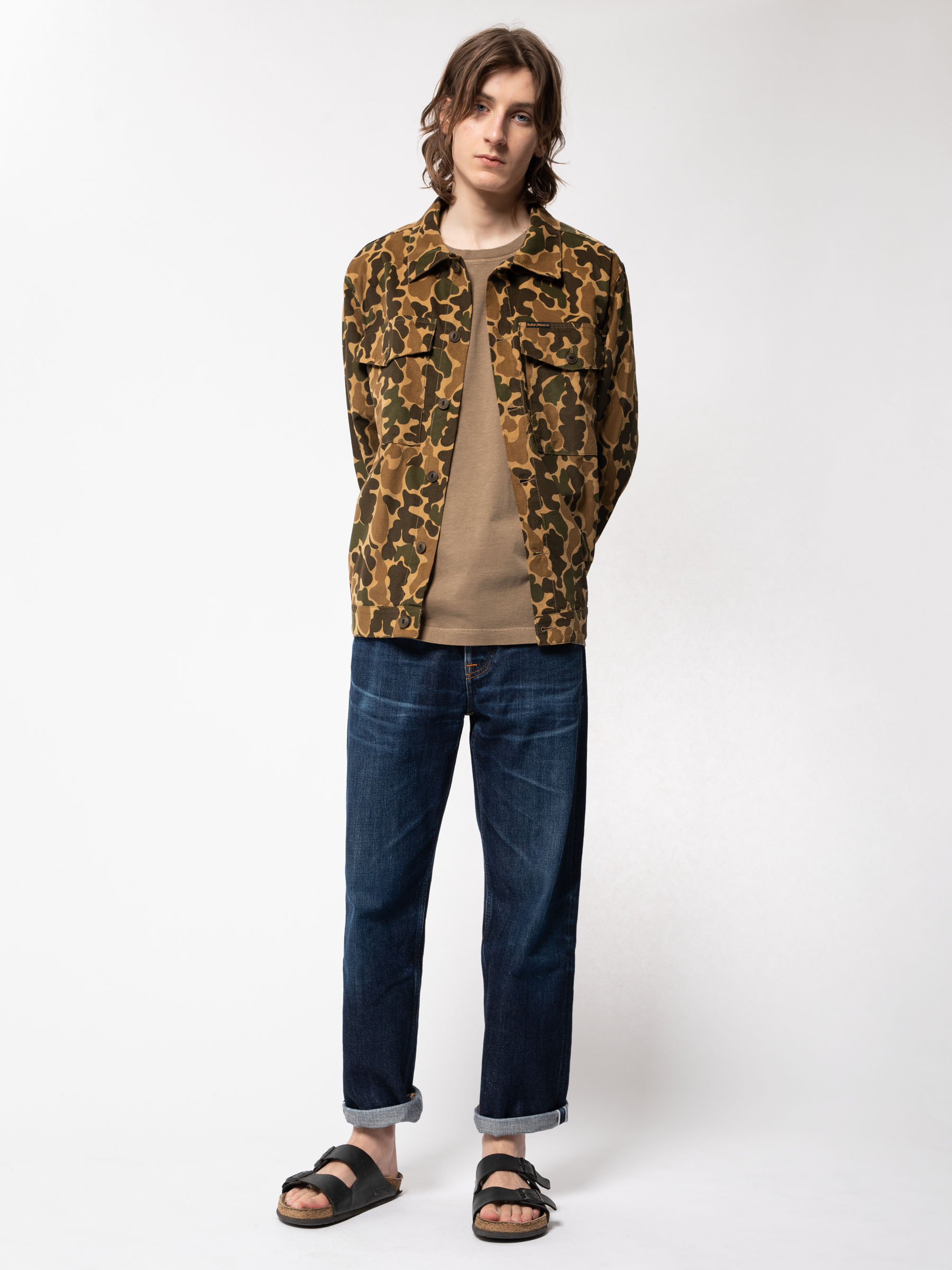 Nudie Jeans Colin Camoflage Multi Men's Organic Shirts Large Sustainable Clothing