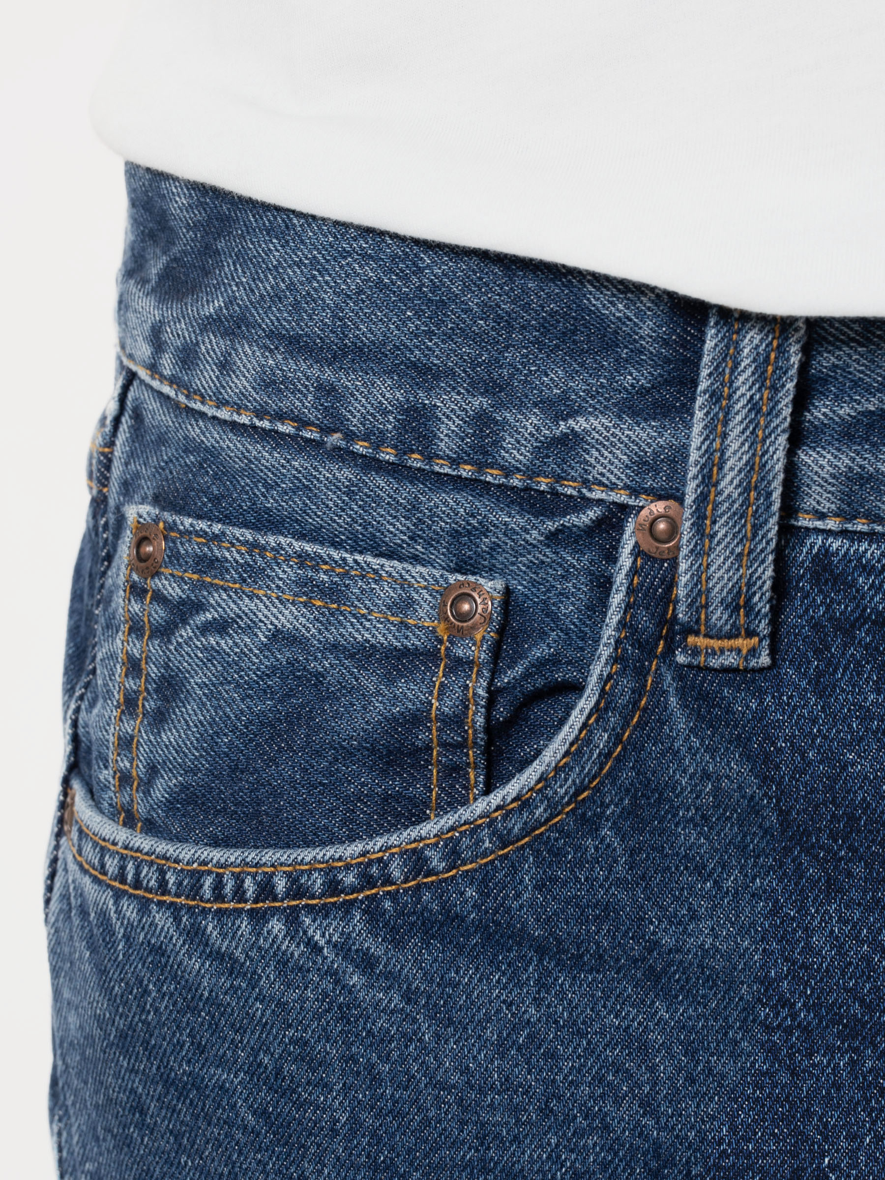 Nudie Jeans Gritty Jackson 90s Stone Mid Waist Regular Straight Fit Men's Organic Jeans W32/L32 Sustainable Denim