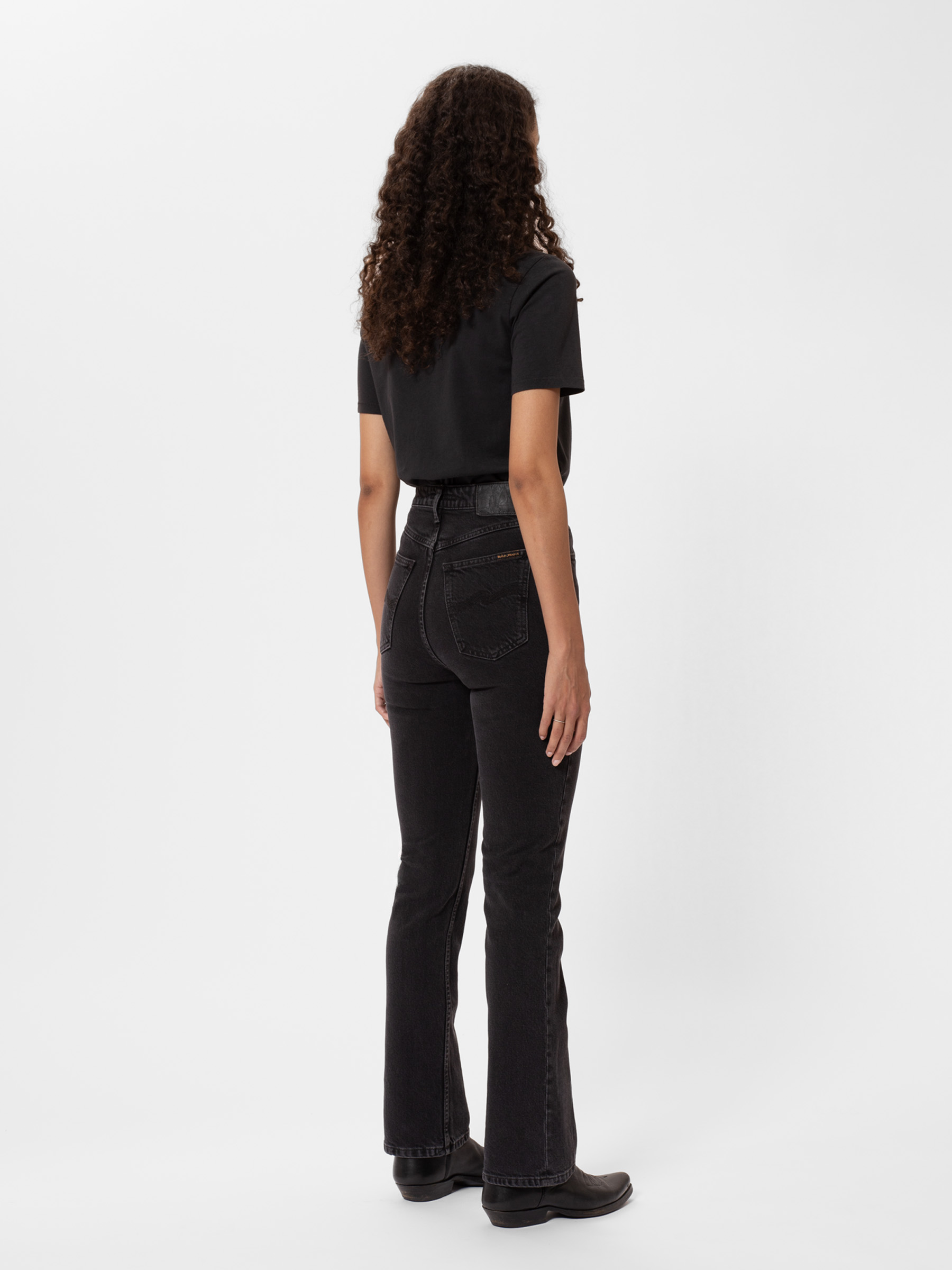 Nudie Jeans Rowdy Ruth Almost Black High Waist Bootcut & Flare Leg Women's Organic Jeans W34/L32 Sustainable Denim