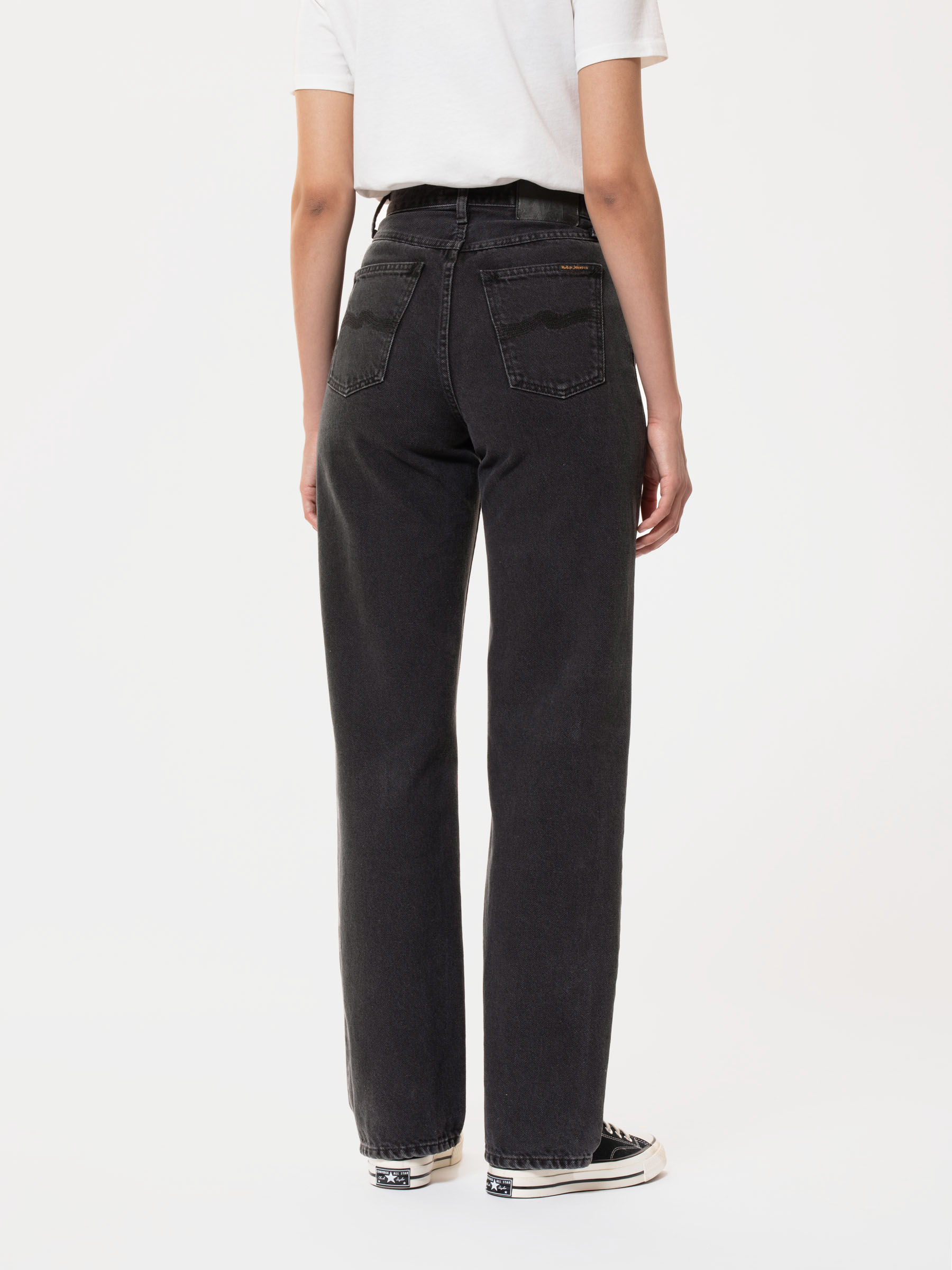 Nudie Jeans Clean Eileen Washed Out Black High Waist Loose Wide Fit Women's Organic Jeans W33/L36 Sustainable Denim