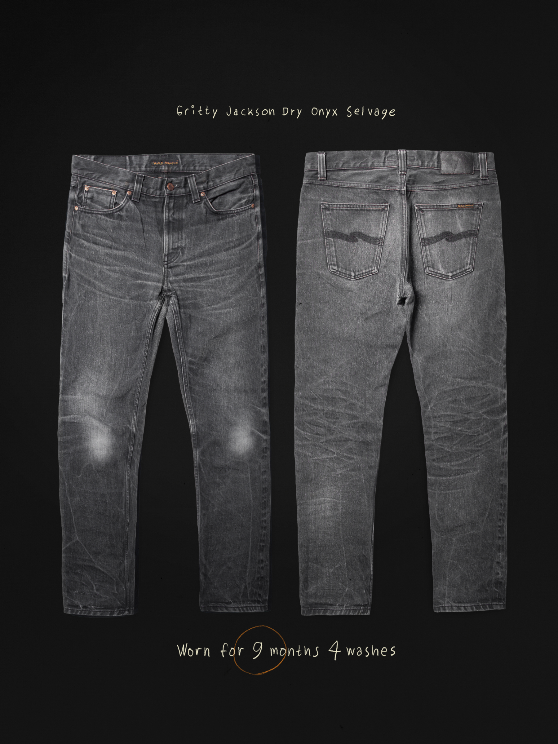 Nudie Jeans Gritty Jackson Dry Onyx Selvage Mid Waist Regular 