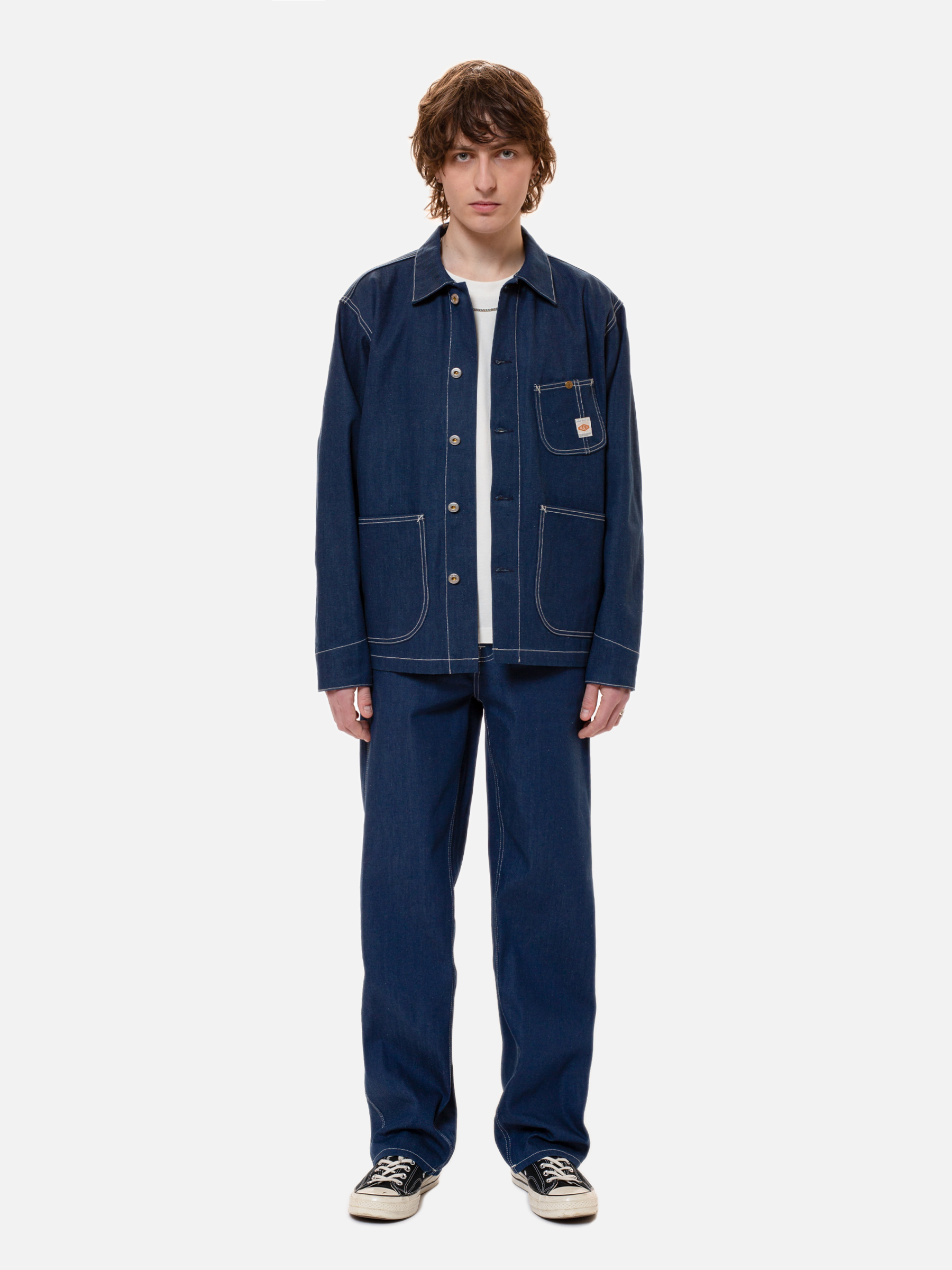 Nudie Jeans Howie Chore Jacket Utility Denim Men's Organic Jackets X Small Sustainable Clothing
