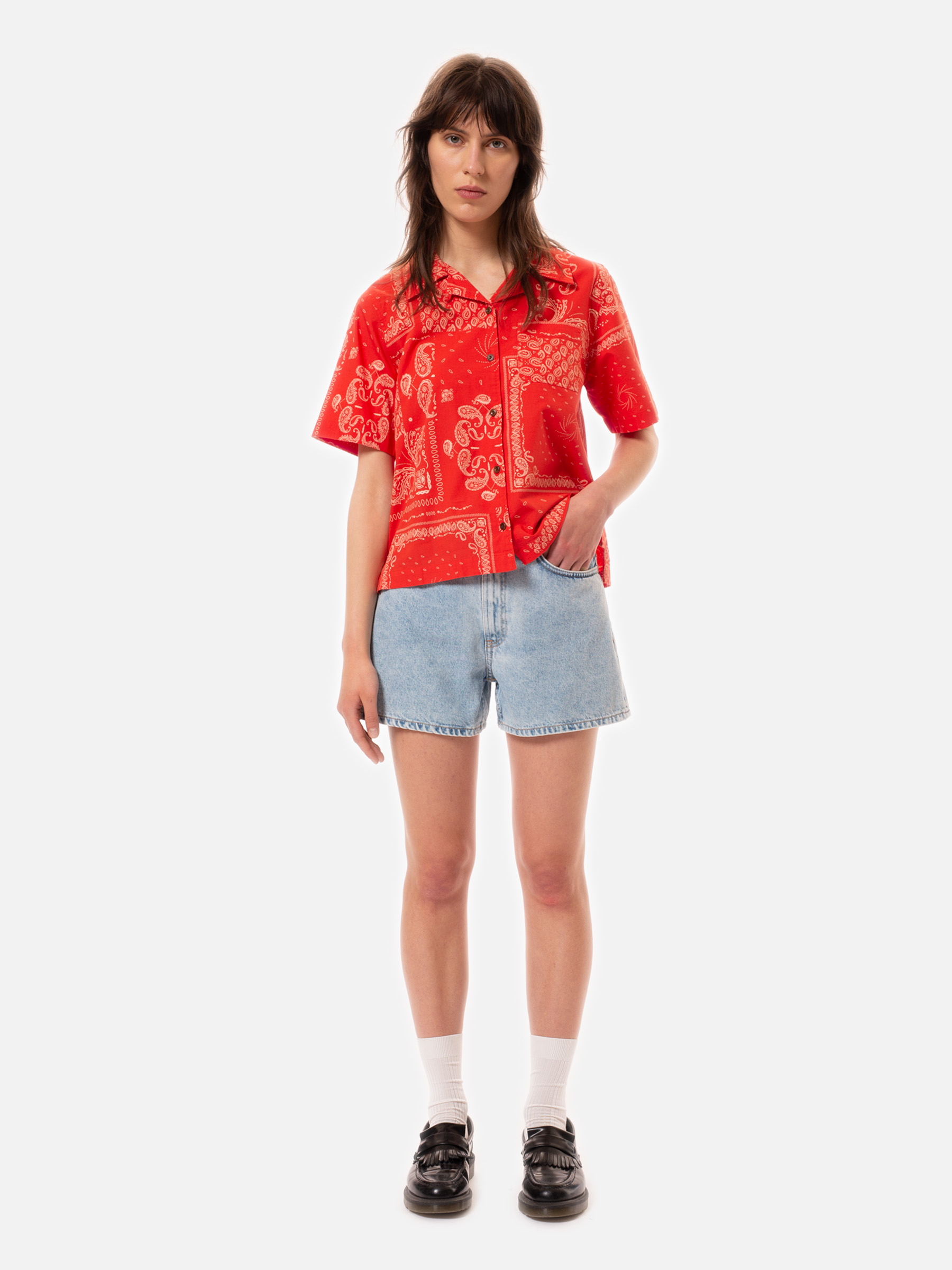 Nudie Jeans Maeve Shorts Sunny Blue Women's Organic Shorts W24 Sustainable Clothing