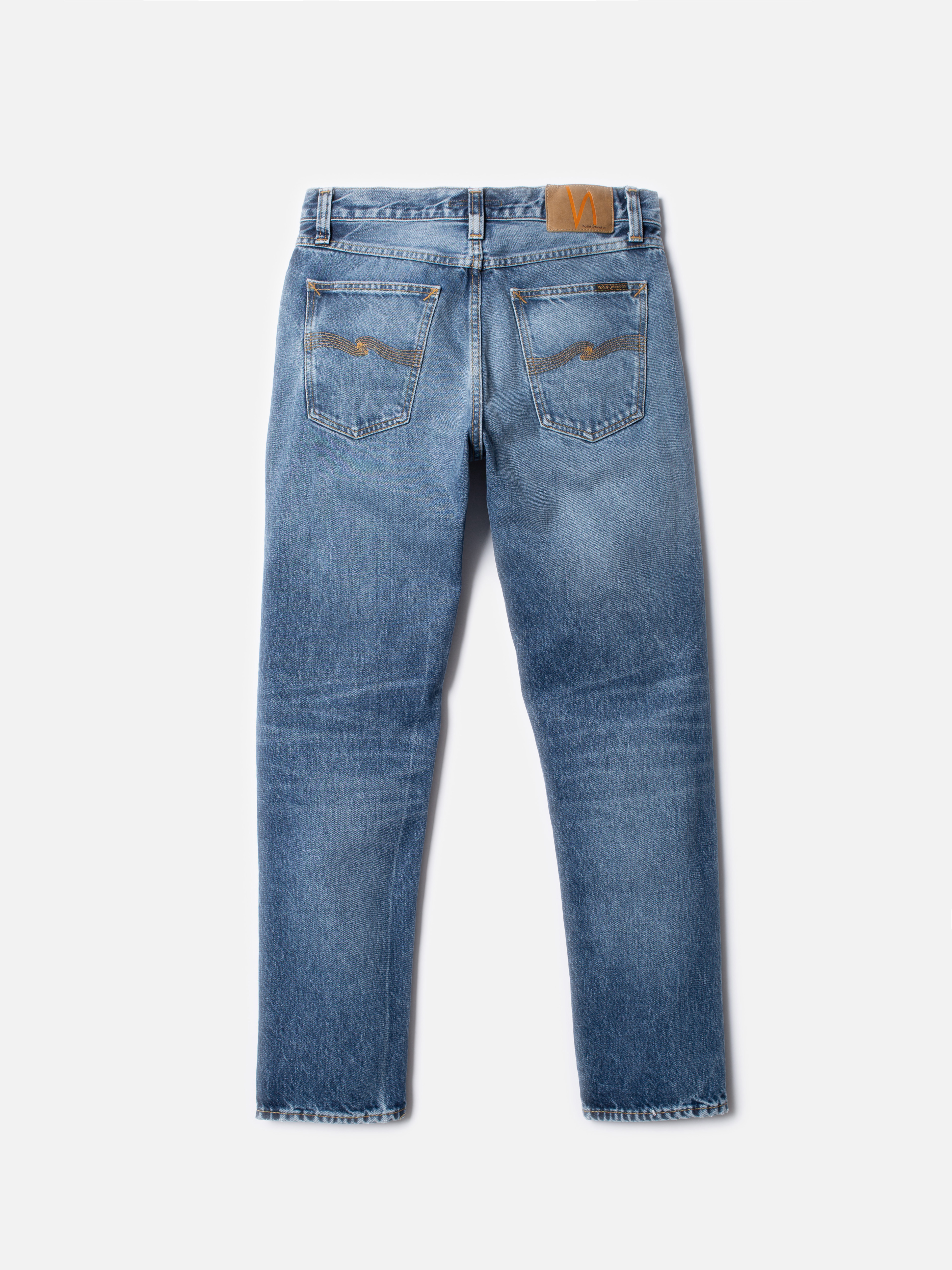 Nudie Jeans Steady Eddie II Blue Tornado Mid Waist Regular Tapered Fit Men's Organic Jeans W27/L28 Sustainable Denim