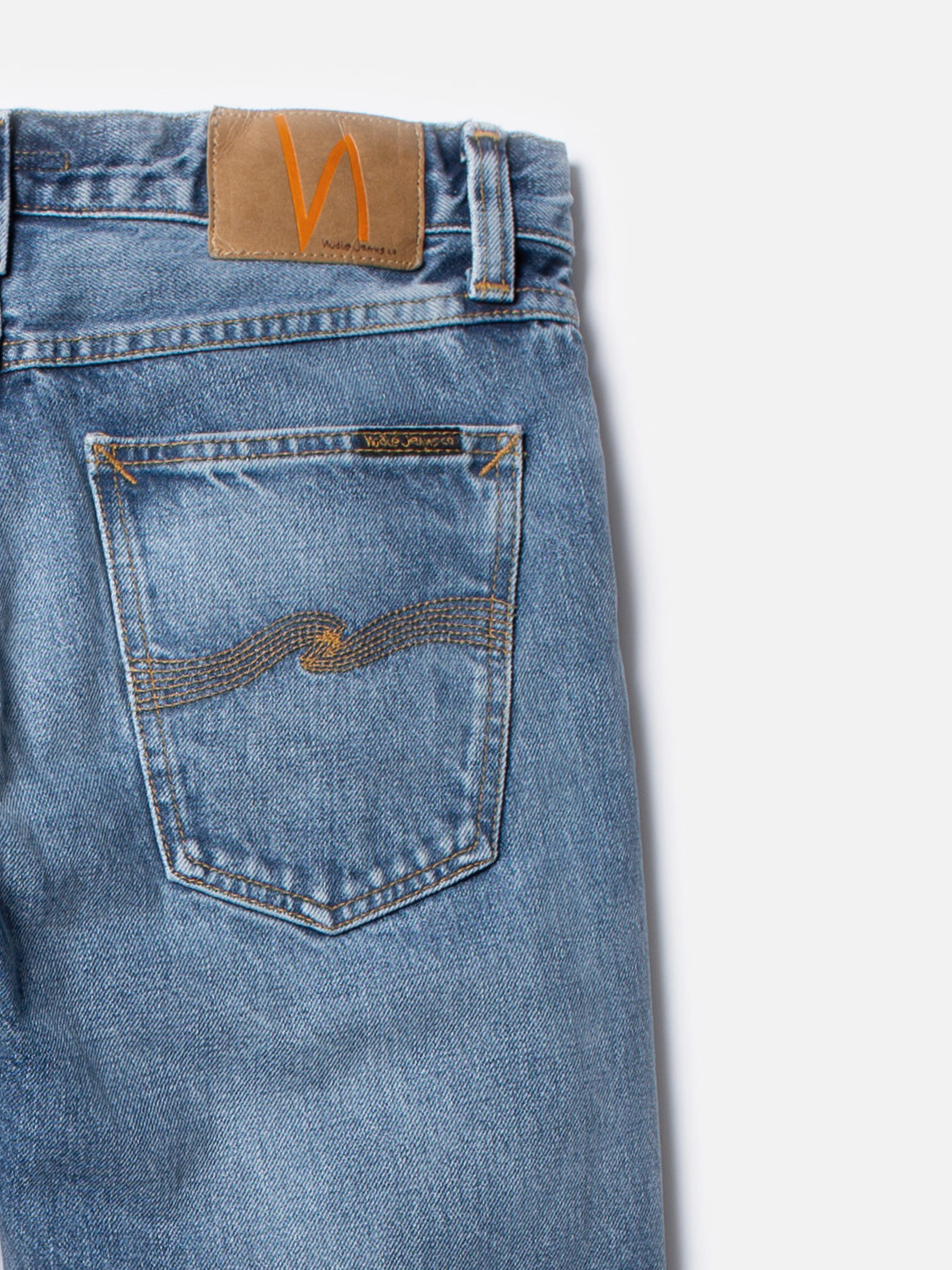Nudie Jeans Steady Eddie II Blue Tornado Mid Waist Regular Tapered Fit Men's Organic Jeans W27/L28 Sustainable Denim
