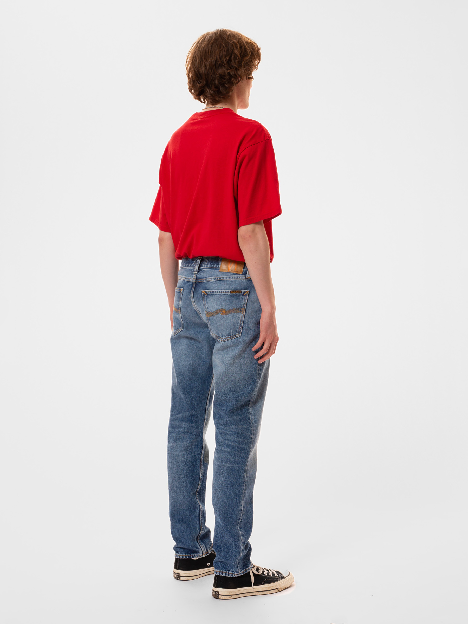 Nudie Jeans Steady Eddie II Blue Tornado Mid Waist Regular Tapered Fit Men's Organic Jeans W27/L28 Sustainable Denim
